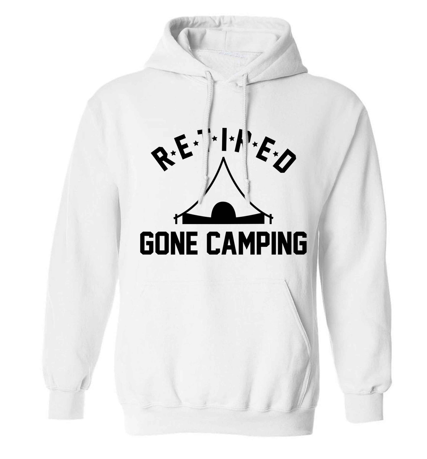 Retired gone camping adults unisex white hoodie 2XL