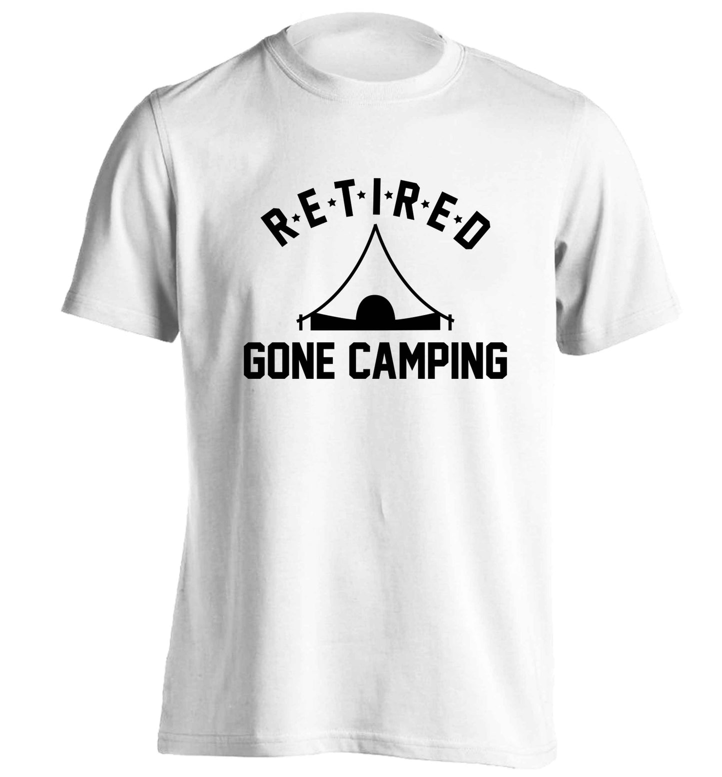 Retired gone camping adults unisex white Tshirt 2XL