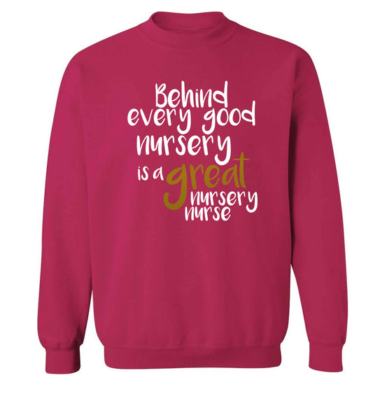 Behind every good nursery is a great nursery nurse Adult's unisex pink Sweater 2XL
