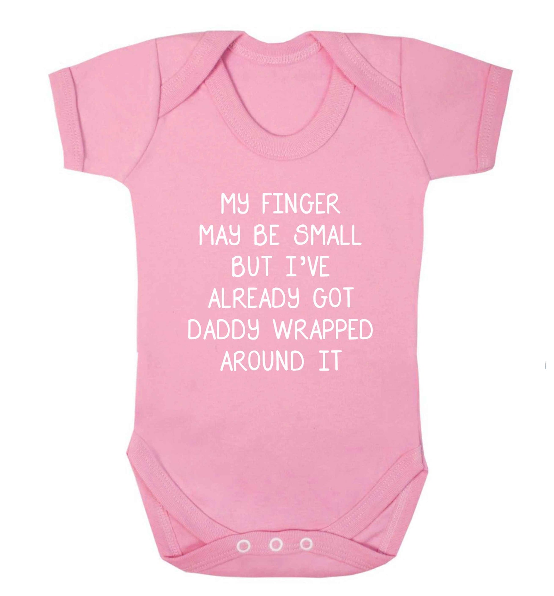 My finger may be small but I've already got daddy wrapped around it baby vest pale pink 18-24 months