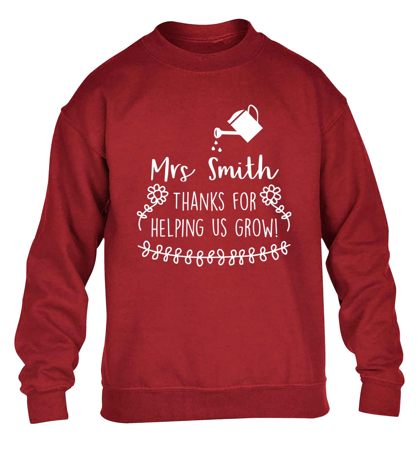 Personalised Mrs Smith thanks for helping us grow children's grey sweater 12-13 Years