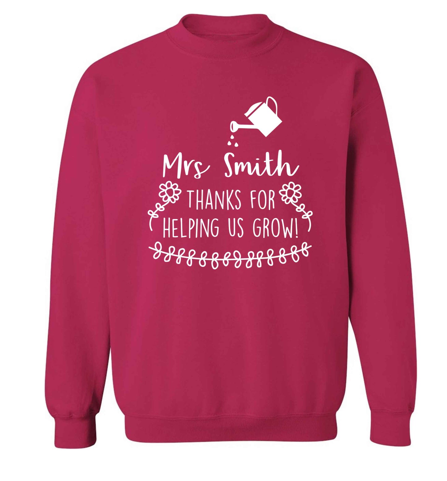 Personalised Mrs Smith thanks for helping us grow Adult's unisex pink Sweater 2XL