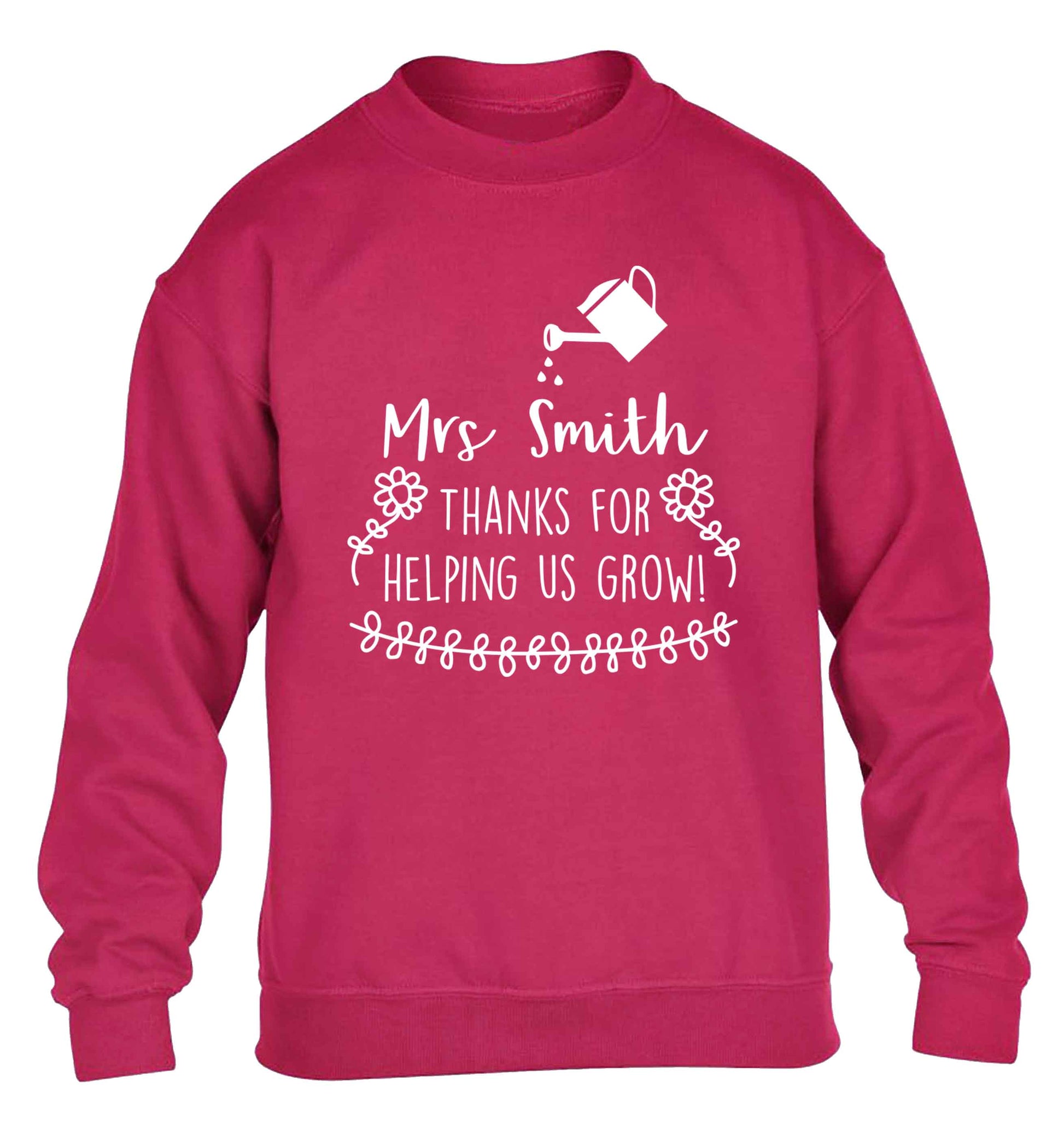 Personalised Mrs Smith thanks for helping us grow children's pink sweater 12-13 Years