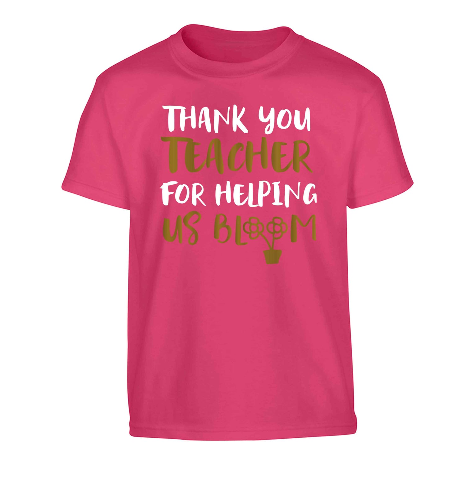 Thank you teacher for helping us bloom Children's pink Tshirt 12-13 Years