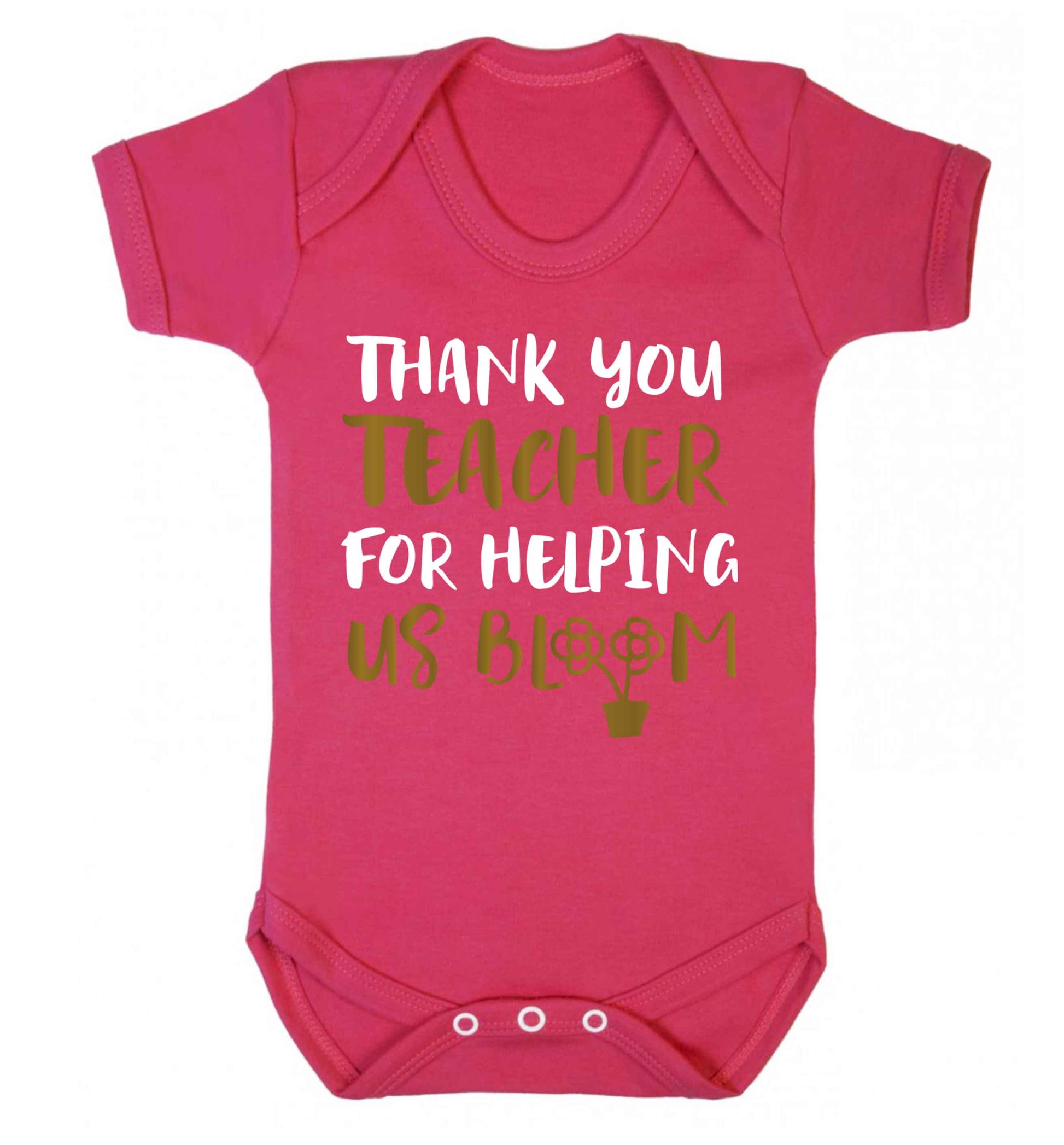 Thank you teacher for helping us bloom Baby Vest dark pink 18-24 months