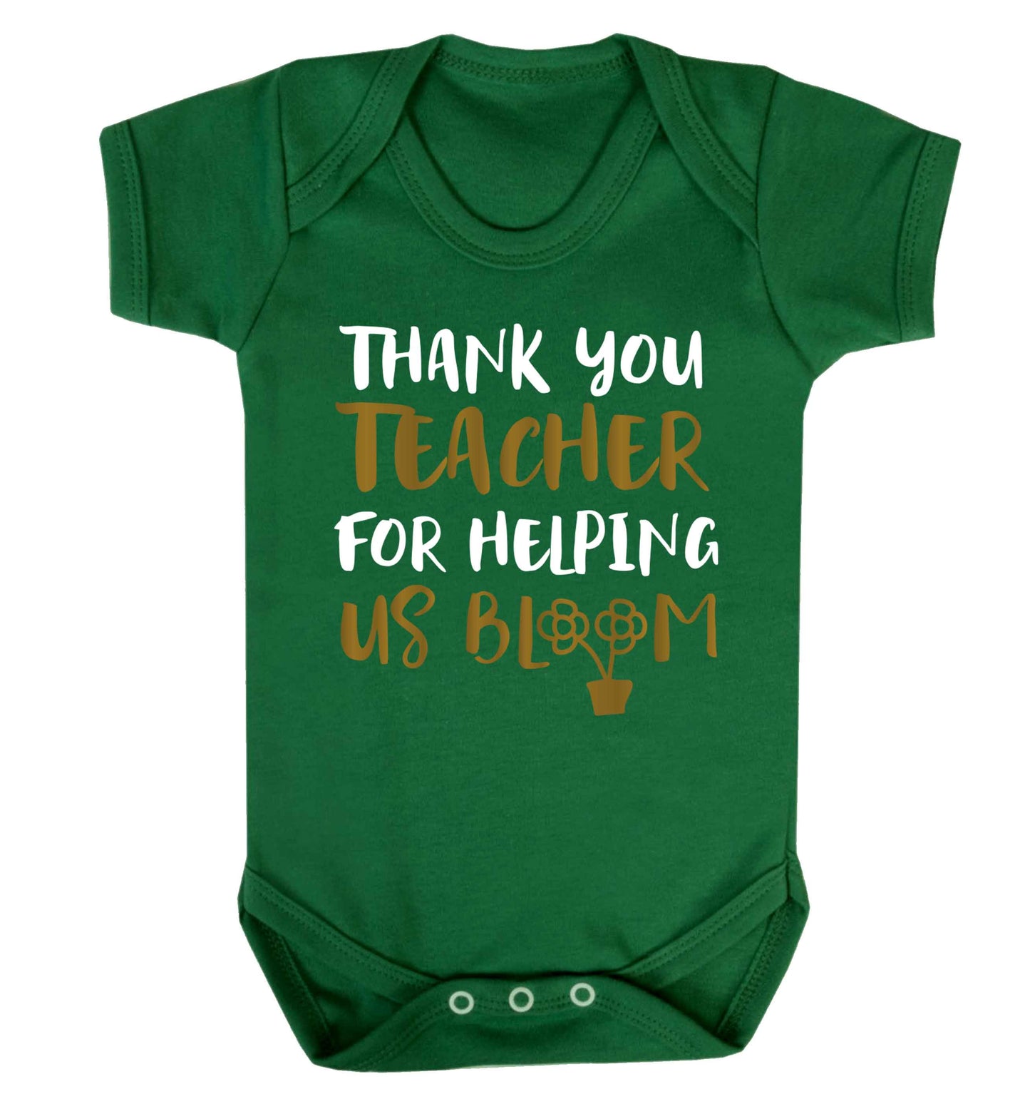 Thank you teacher for helping us bloom Baby Vest green 18-24 months