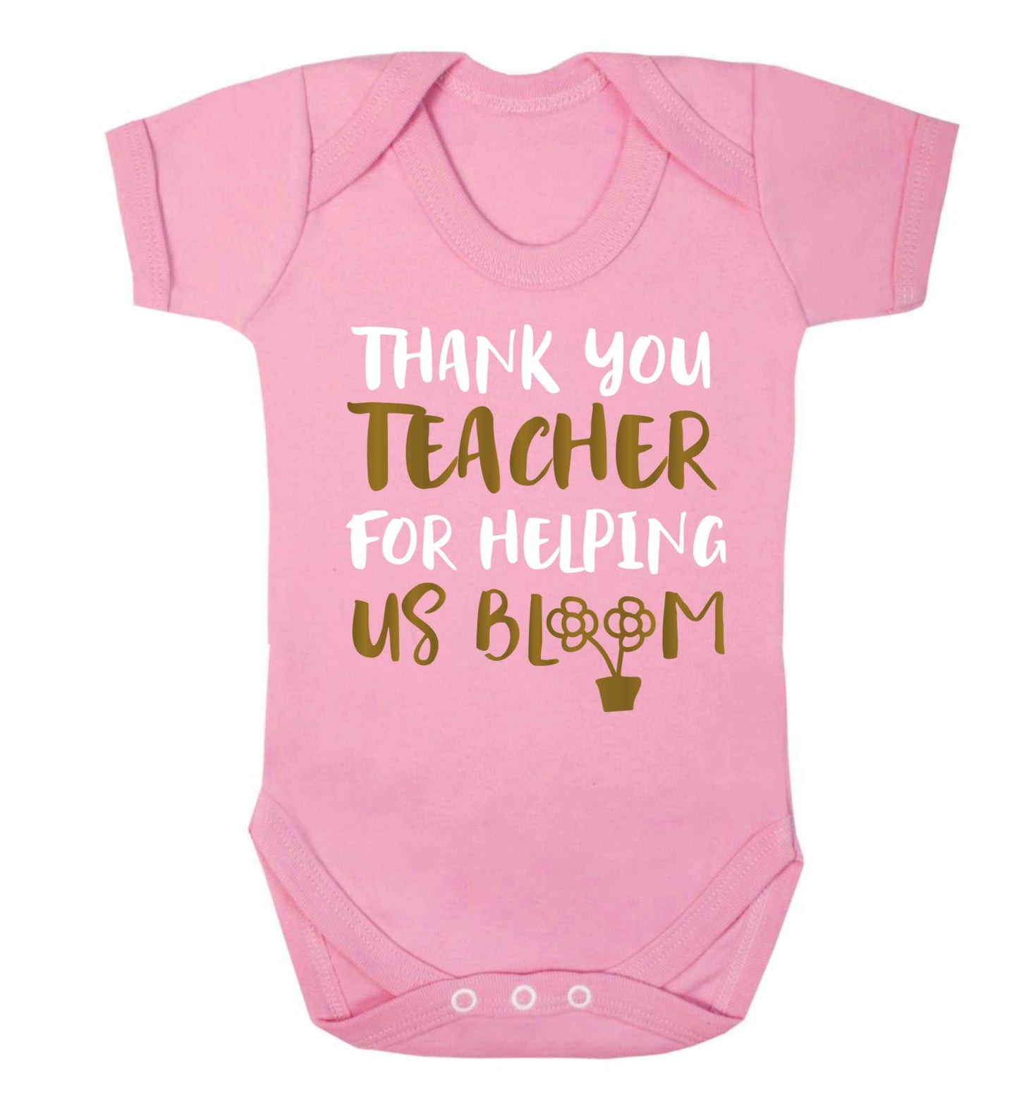 Thank you teacher for helping us bloom Baby Vest pale pink 18-24 months