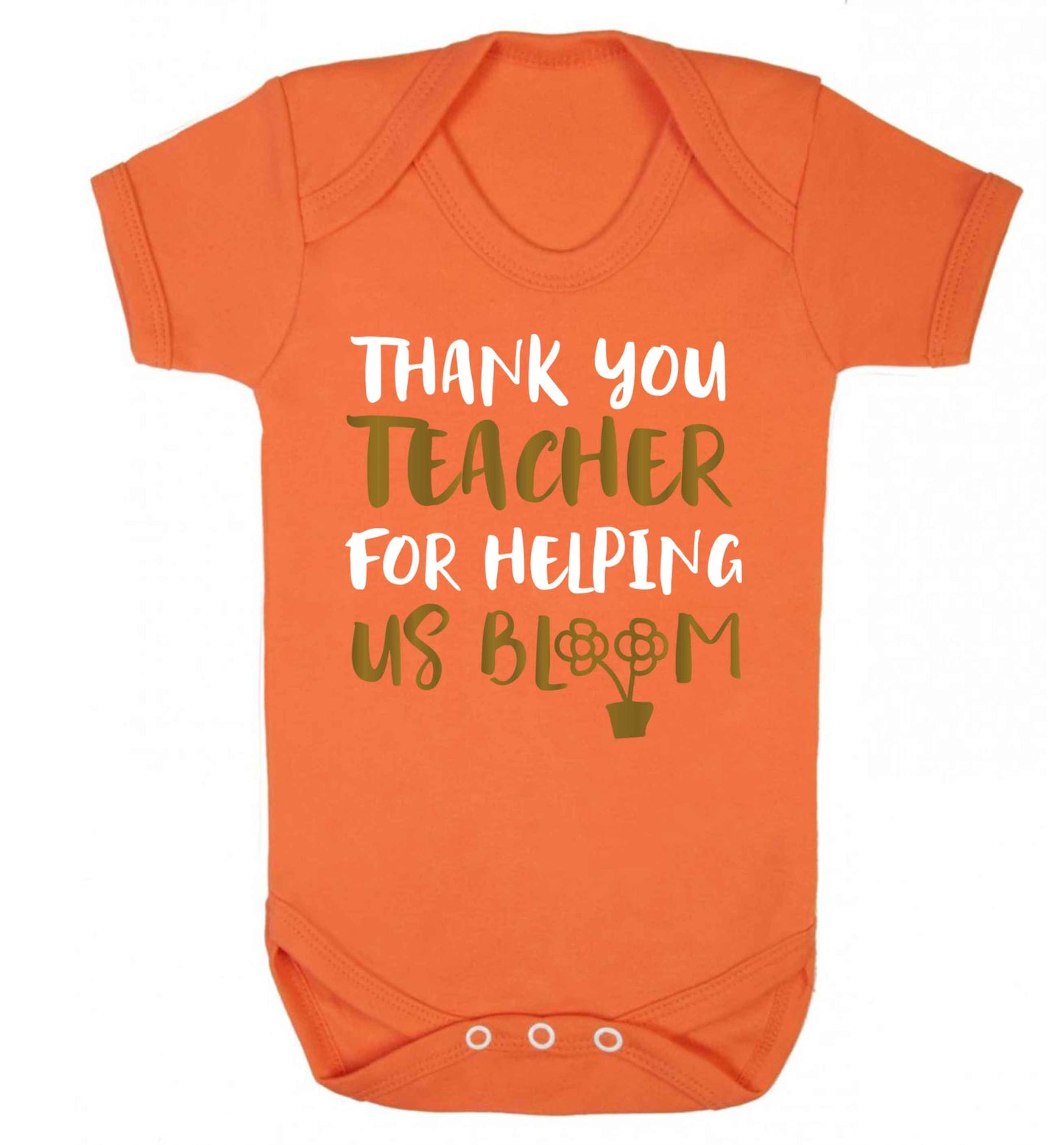 Thank you teacher for helping us bloom Baby Vest orange 18-24 months