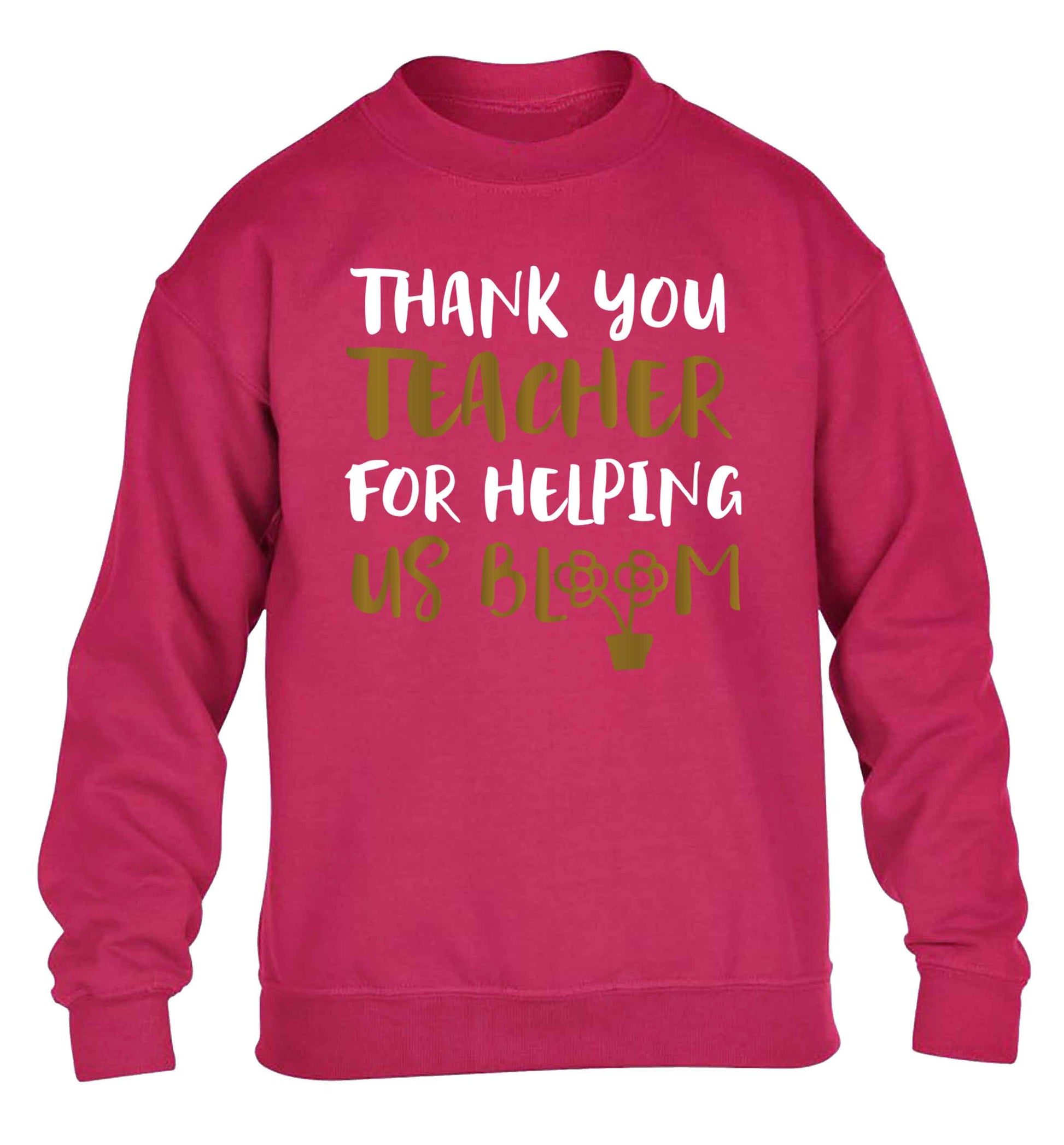 Thank you teacher for helping us bloom children's pink sweater 12-13 Years