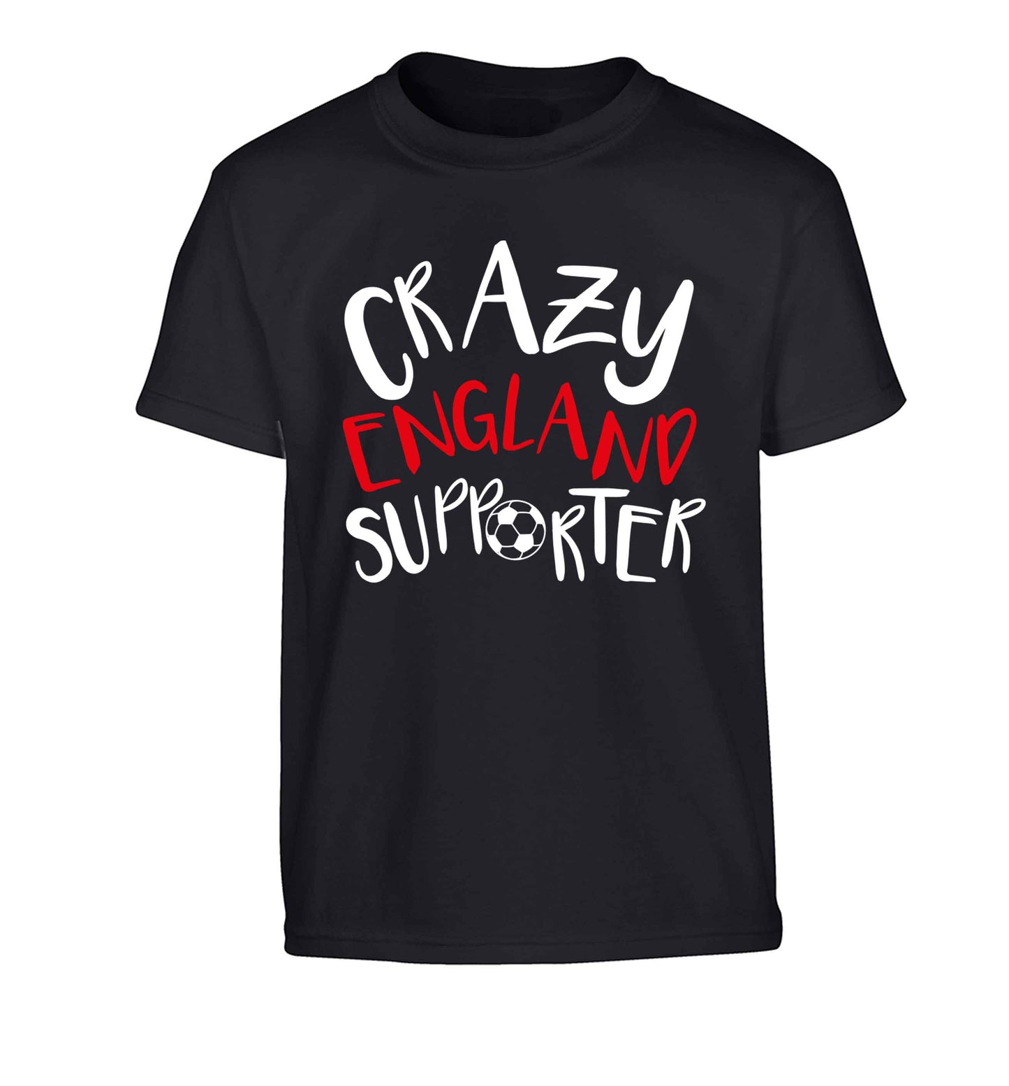 Crazy England supporter Children's black Tshirt 12-13 Years