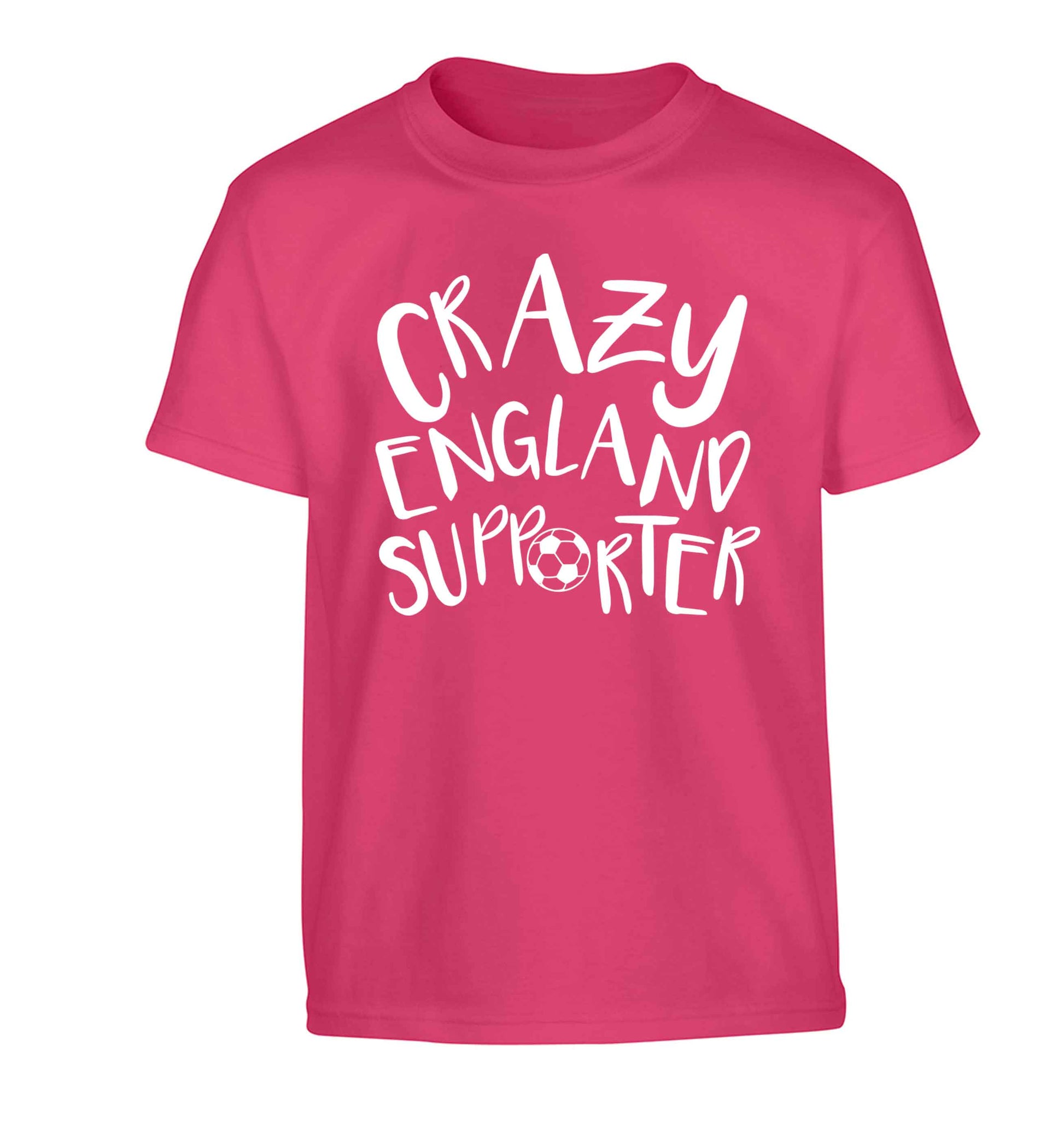 Crazy England supporter Children's pink Tshirt 12-13 Years