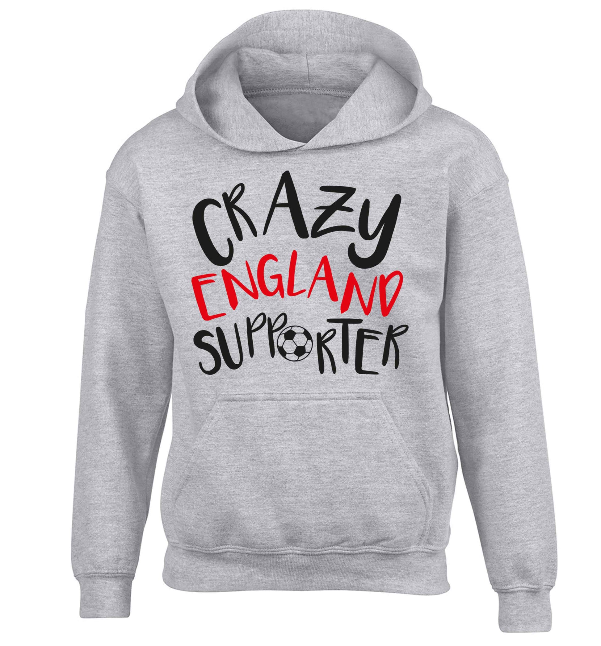 Crazy England supporter children's grey hoodie 12-13 Years
