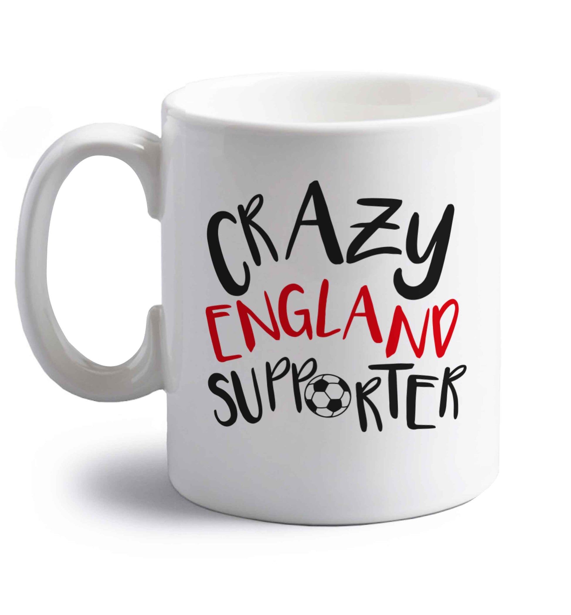 Crazy England supporter right handed white ceramic mug 