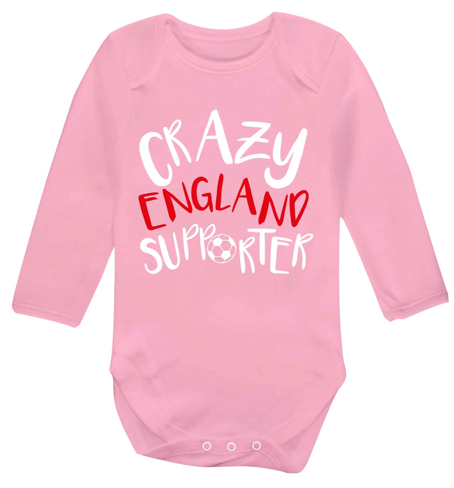Crazy England supporter Baby Vest long sleeved pale pink 6-12 months
