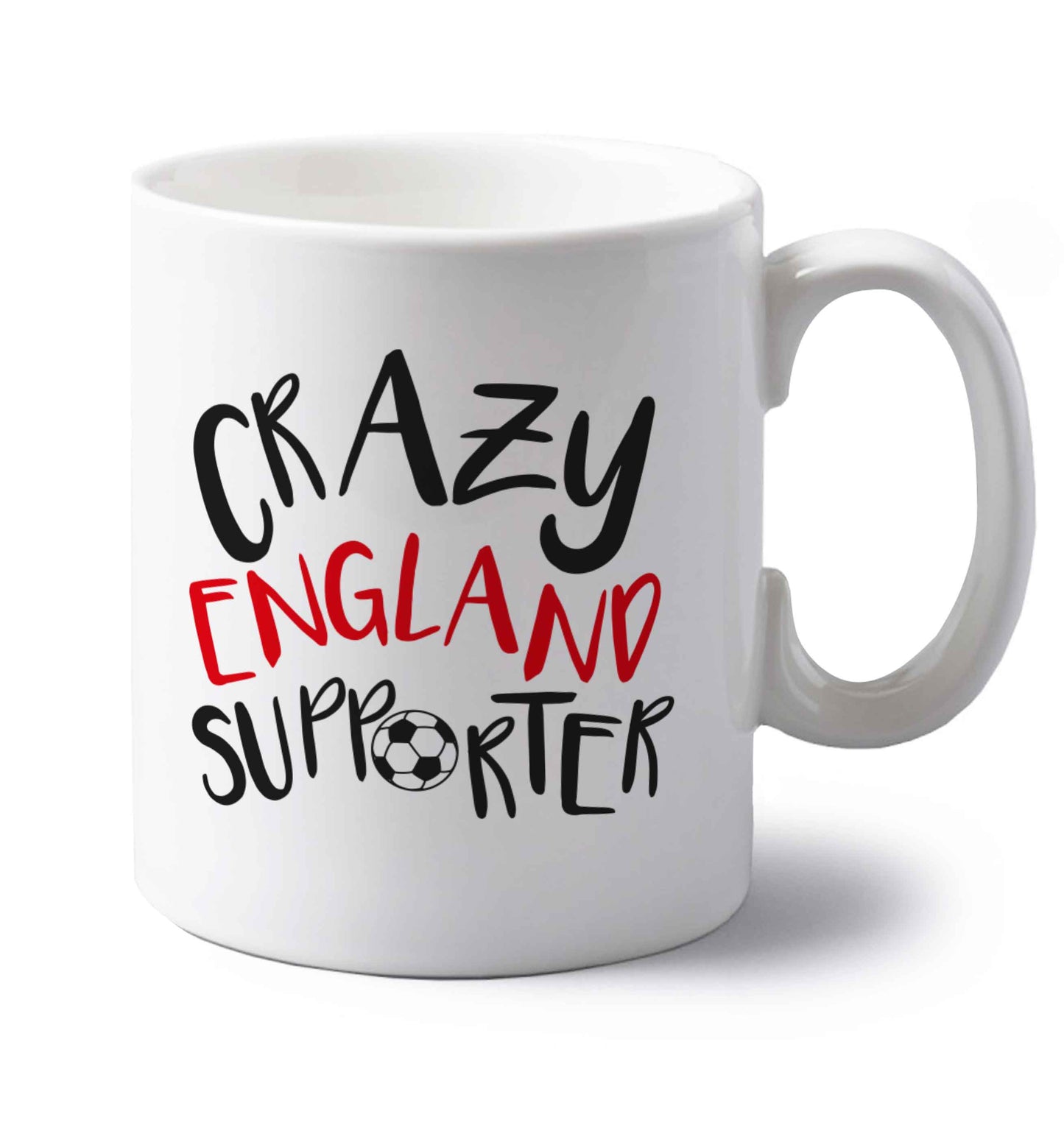 Crazy England supporter left handed white ceramic mug 