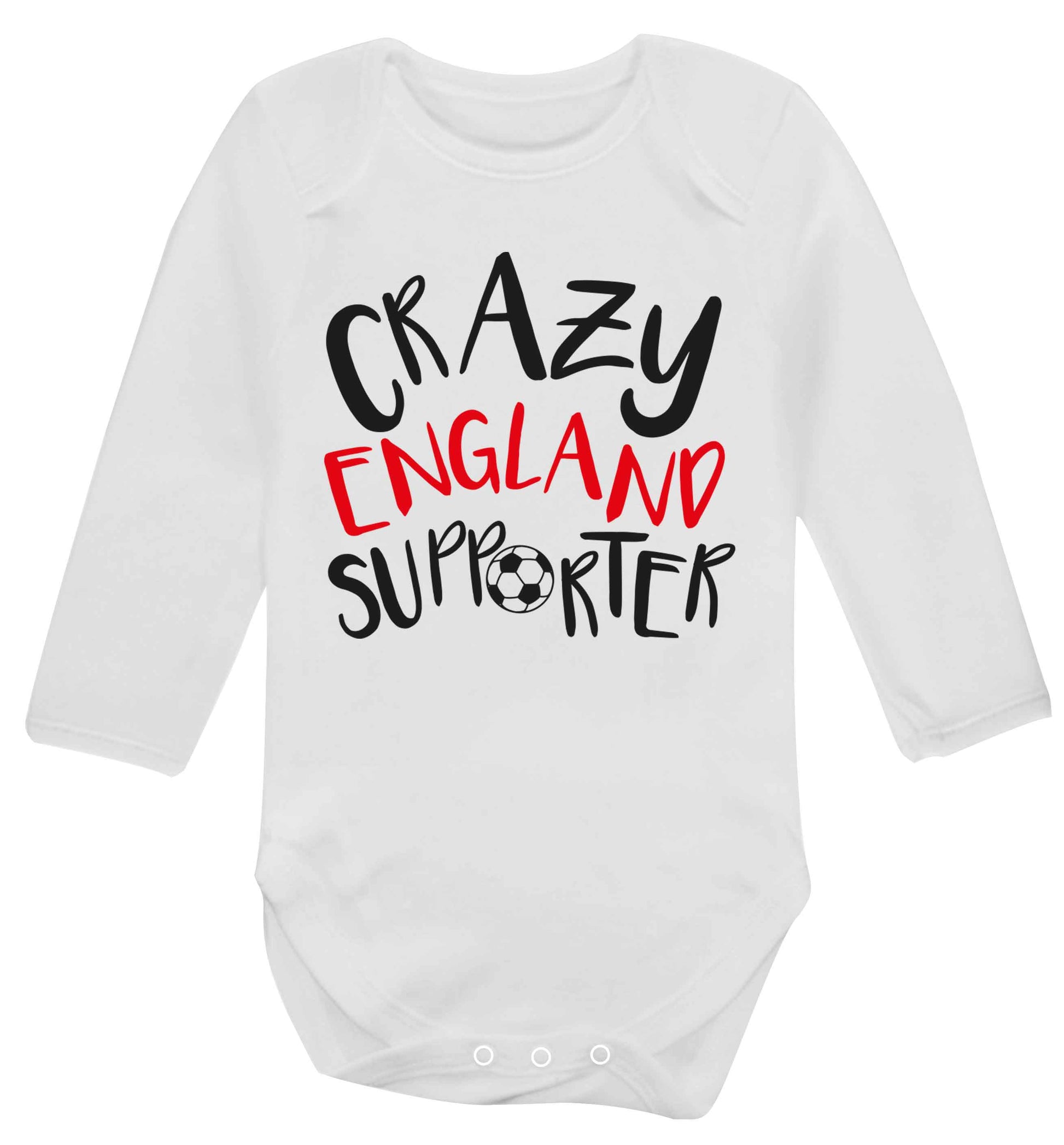 Crazy England supporter Baby Vest long sleeved white 6-12 months