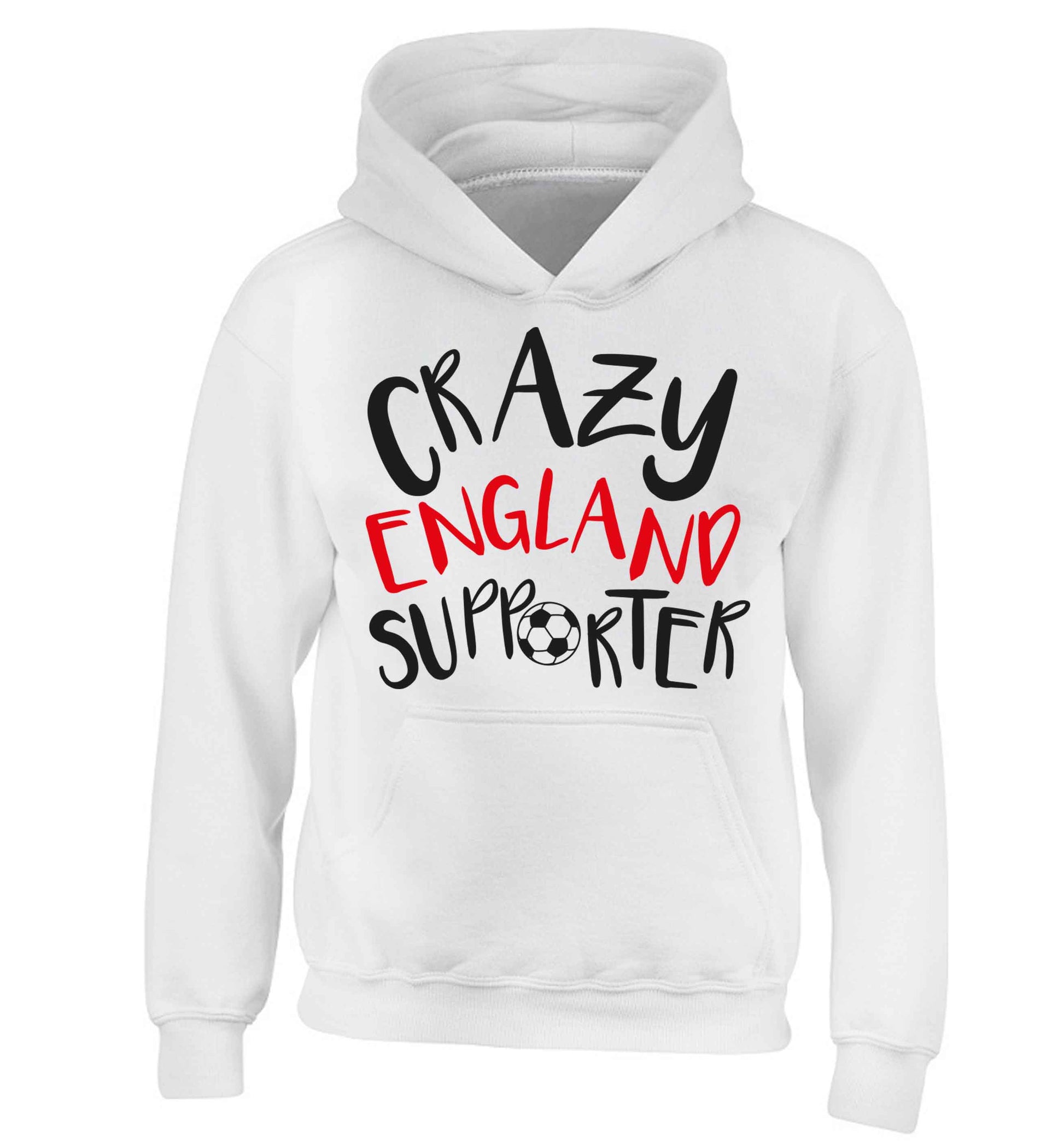 Crazy England supporter children's white hoodie 12-13 Years