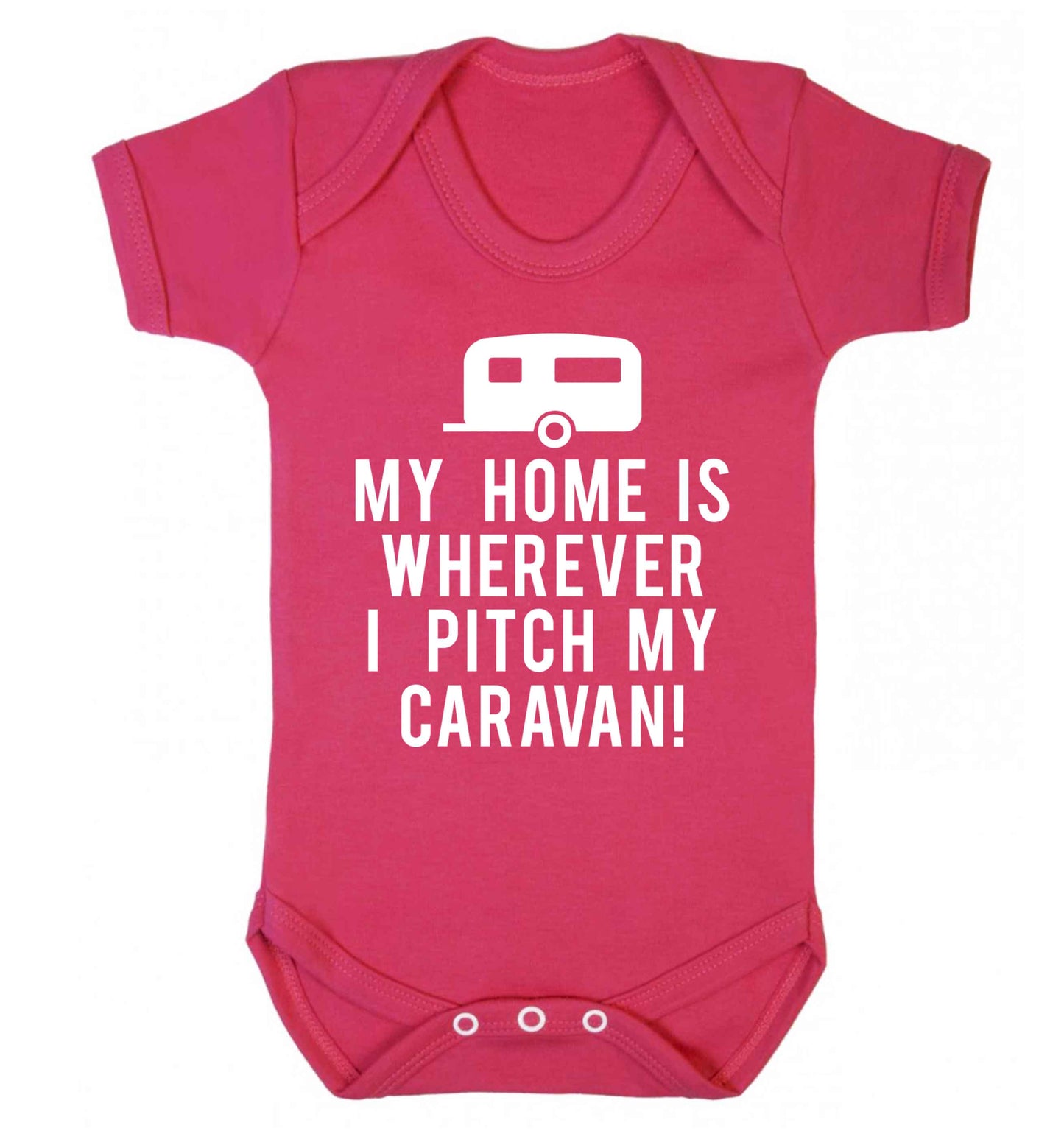 My home is wherever I pitch my caravan Baby Vest dark pink 18-24 months