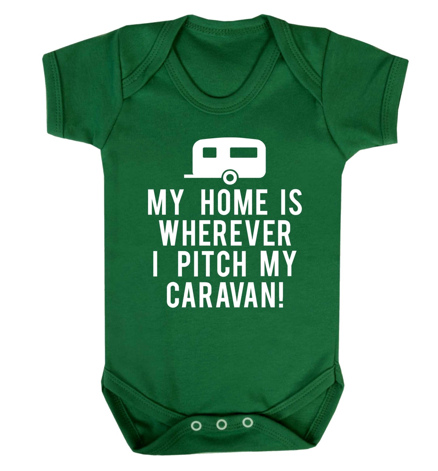 My home is wherever I pitch my caravan Baby Vest green 18-24 months
