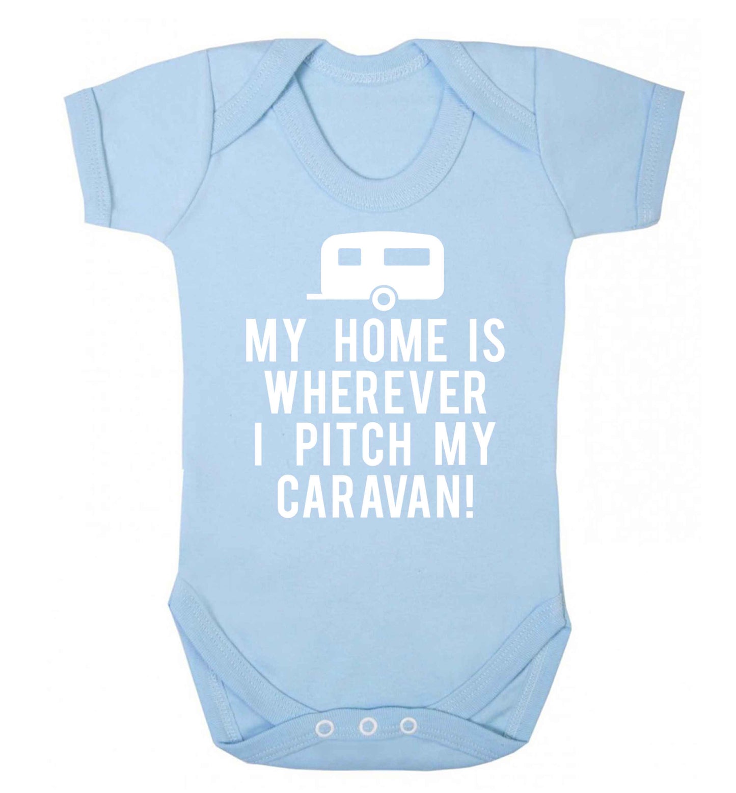 My home is wherever I pitch my caravan Baby Vest pale blue 18-24 months