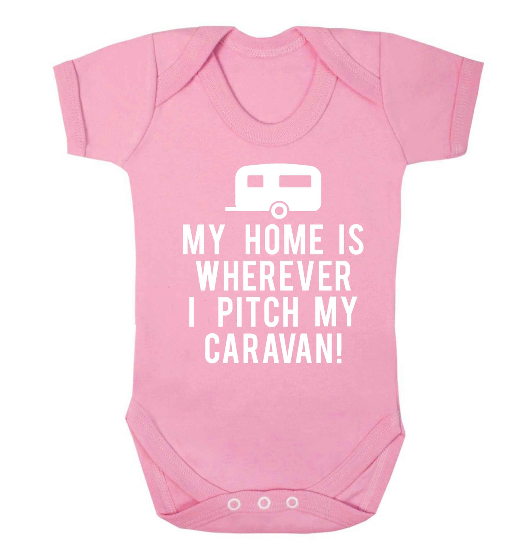 My home is wherever I pitch my caravan Baby Vest pale pink 18-24 months