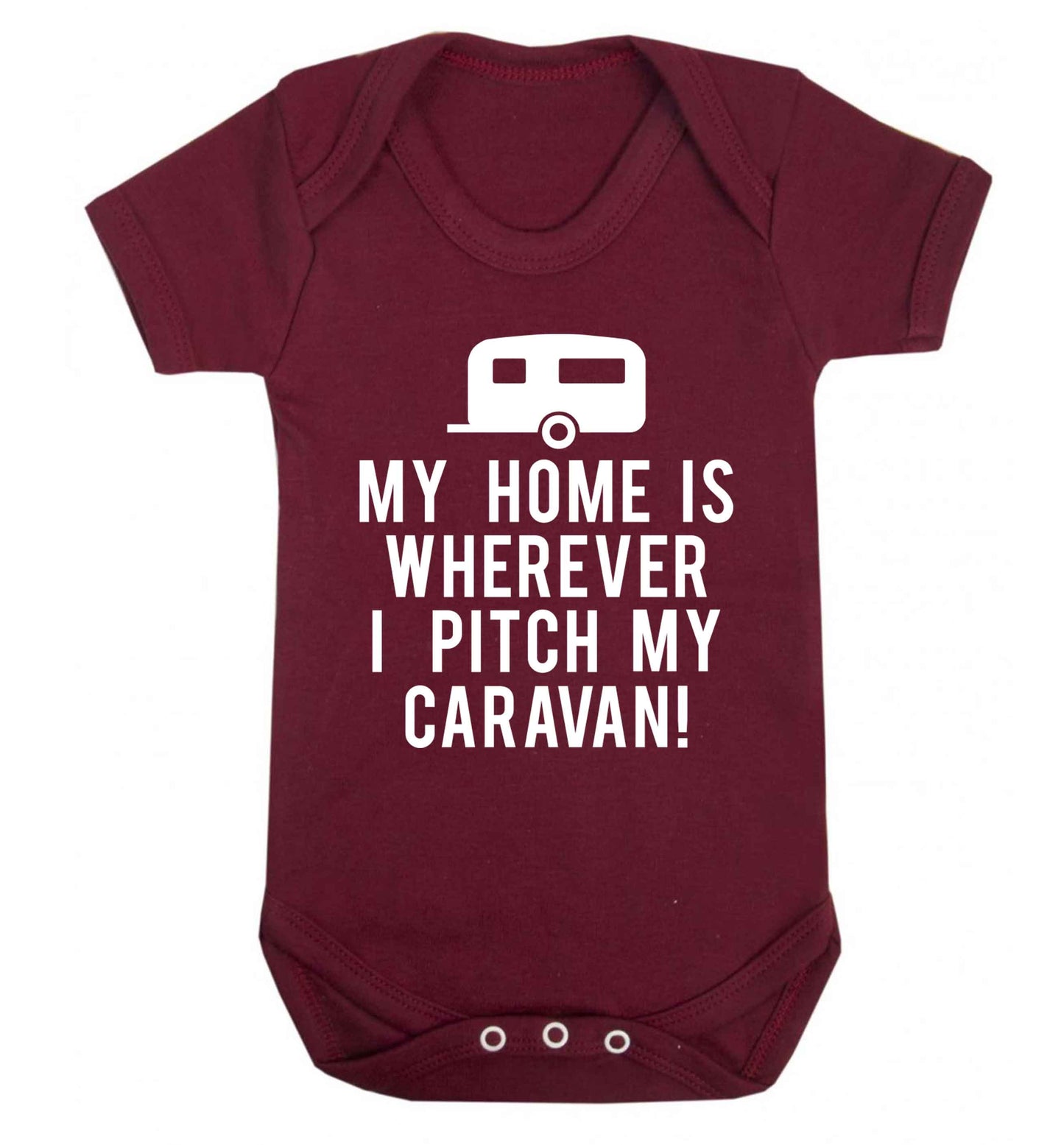 My home is wherever I pitch my caravan Baby Vest maroon 18-24 months