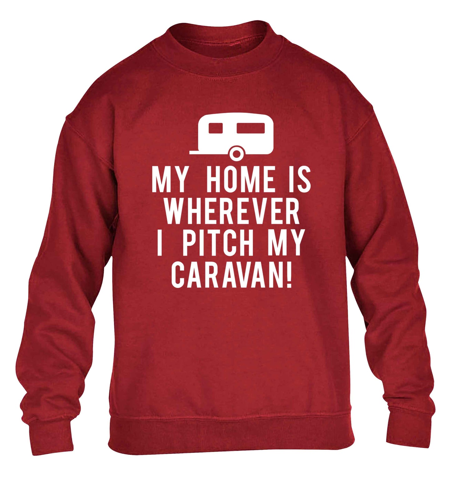 My home is wherever I pitch my caravan children's grey sweater 12-13 Years