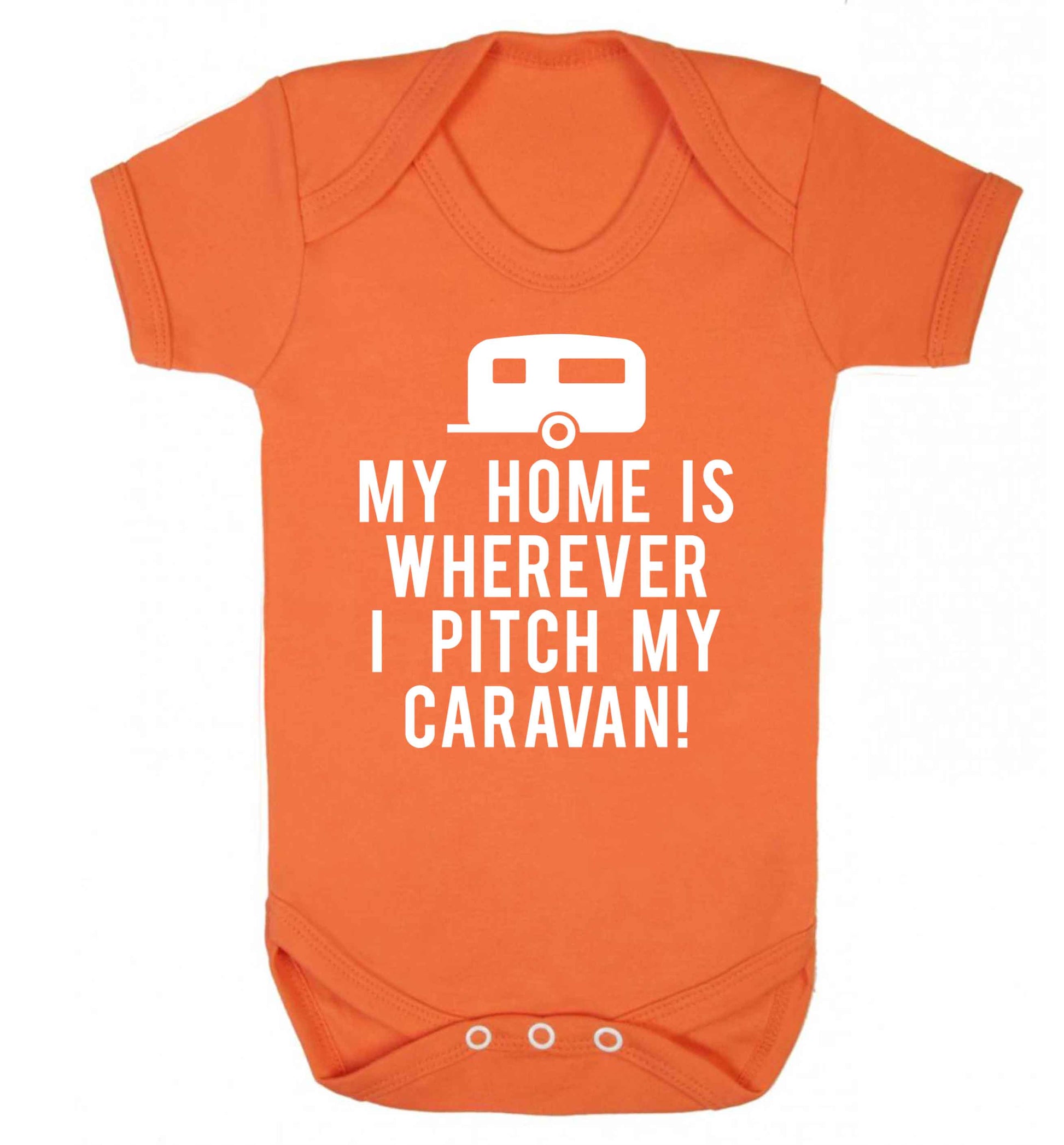 My home is wherever I pitch my caravan Baby Vest orange 18-24 months