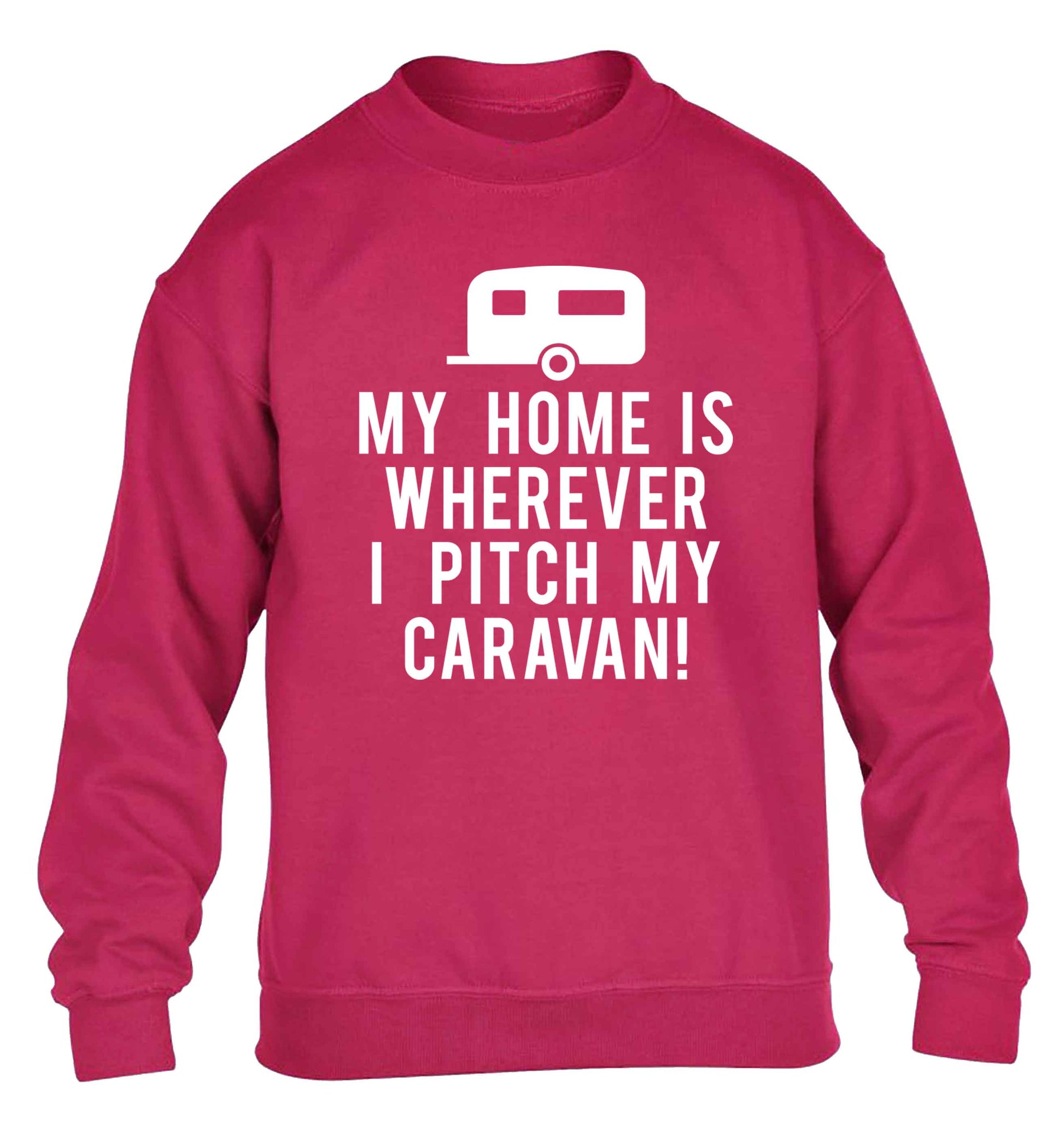 My home is wherever I pitch my caravan children's pink sweater 12-13 Years
