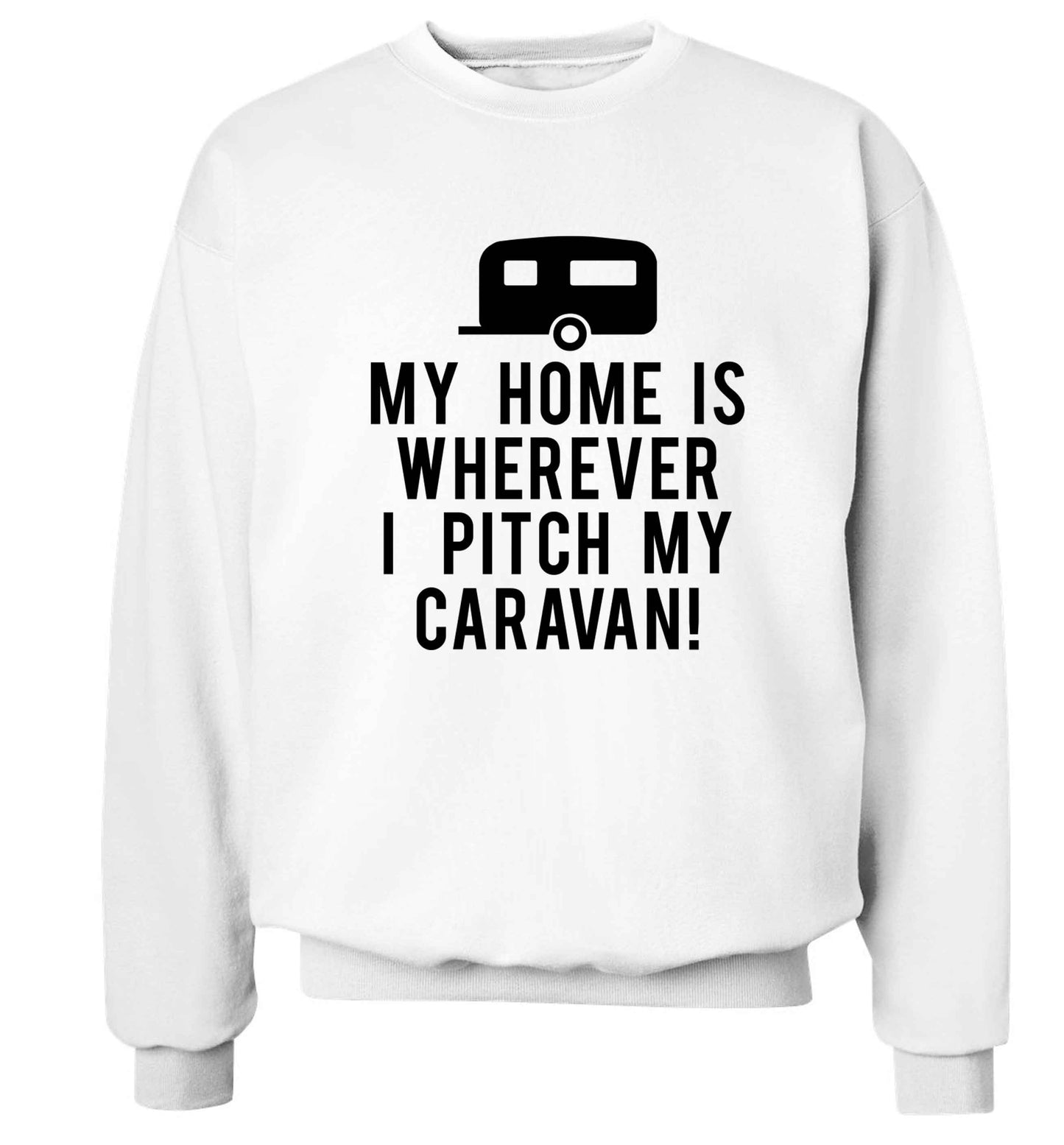 My home is wherever I pitch my caravan Adult's unisex white Sweater 2XL