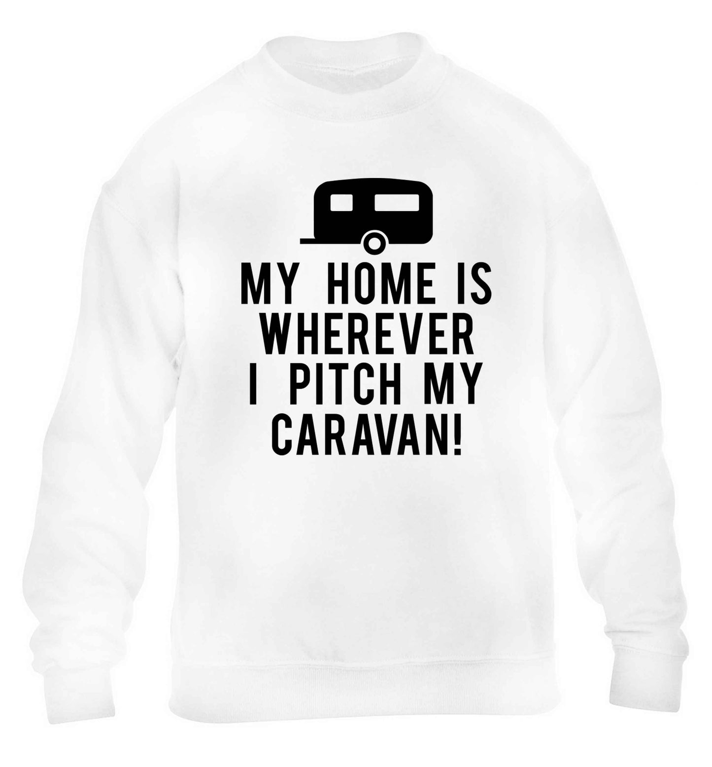 My home is wherever I pitch my caravan children's white sweater 12-13 Years