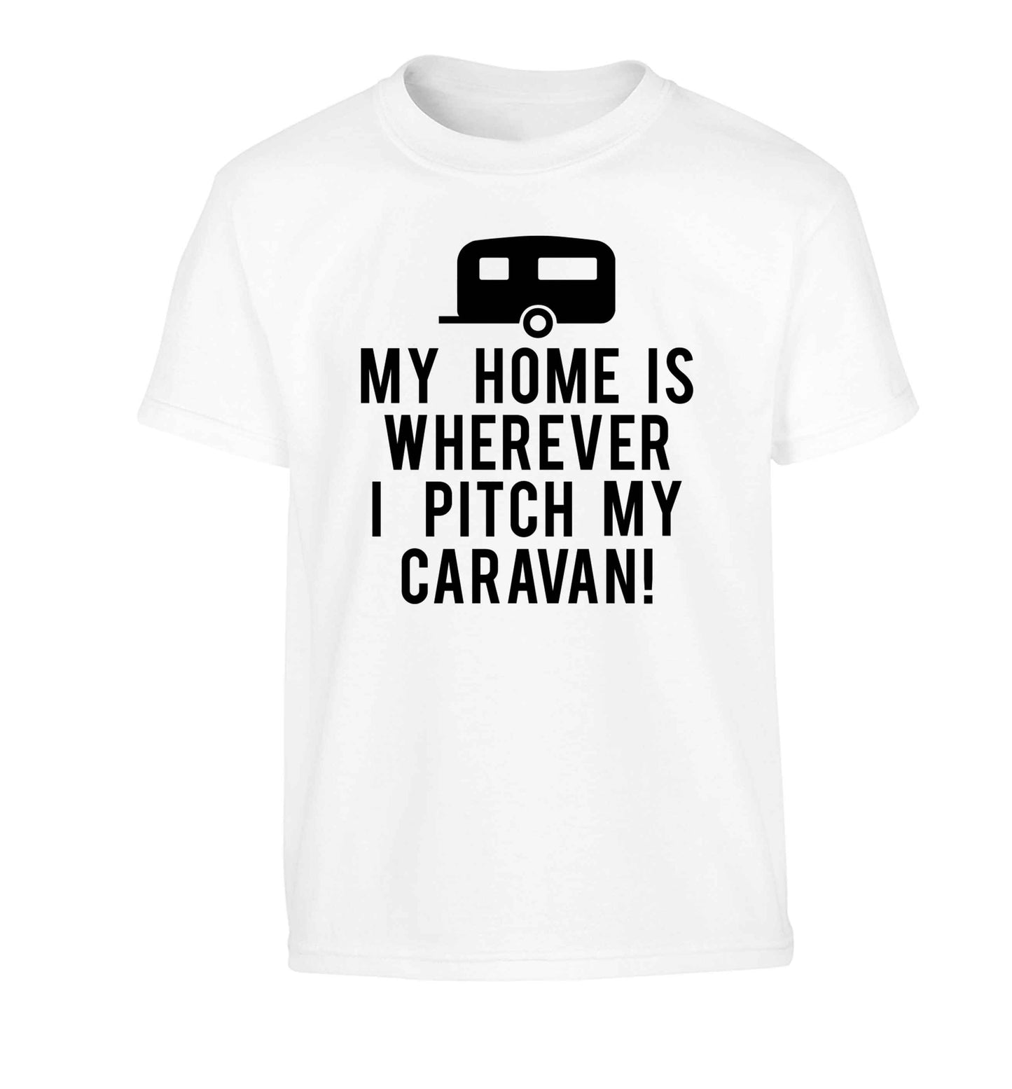 My home is wherever I pitch my caravan Children's white Tshirt 12-13 Years