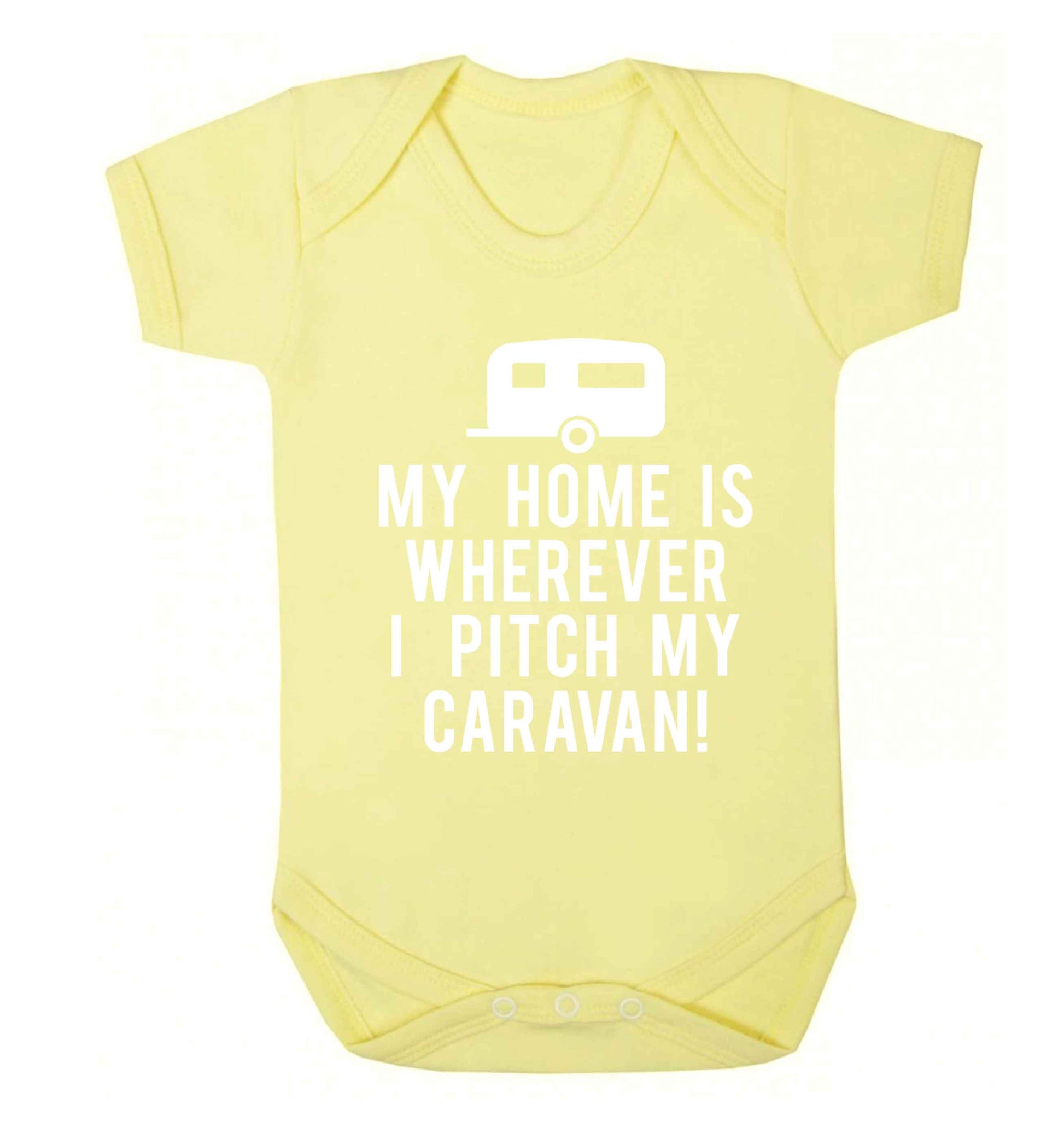 My home is wherever I pitch my caravan Baby Vest pale yellow 18-24 months