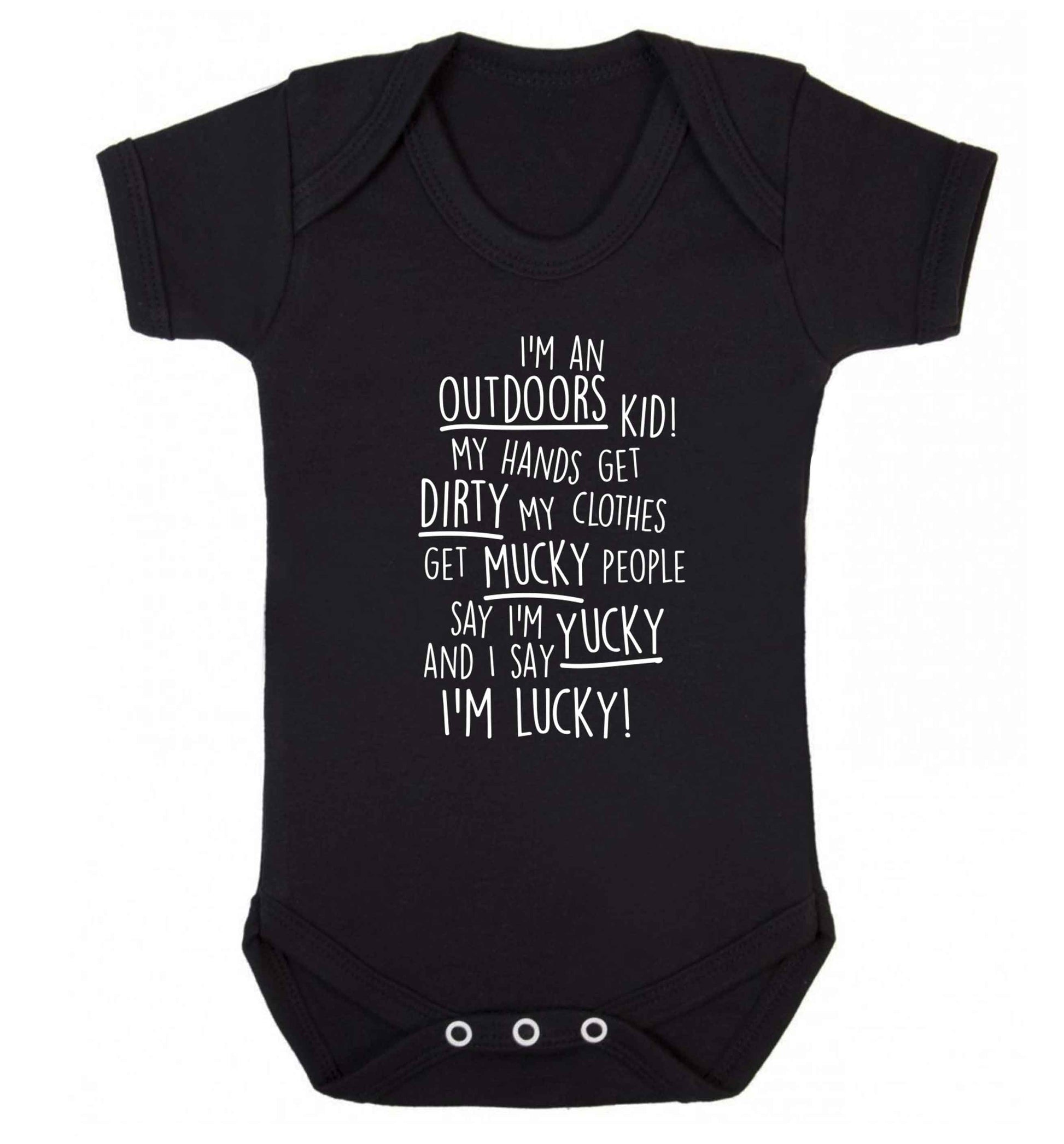 I'm an outdoors kid poem Baby Vest black 18-24 months