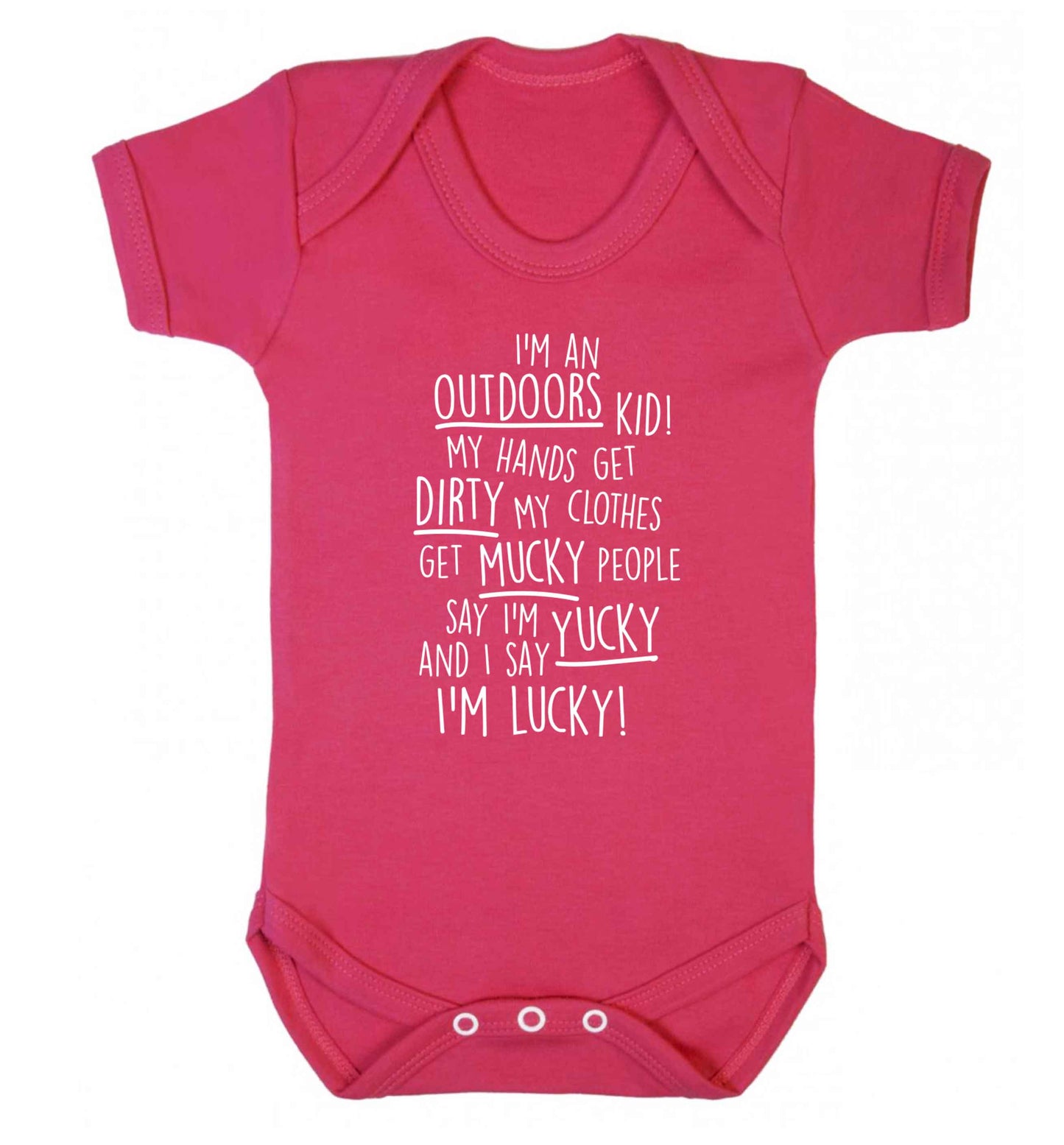 I'm an outdoors kid poem Baby Vest dark pink 18-24 months