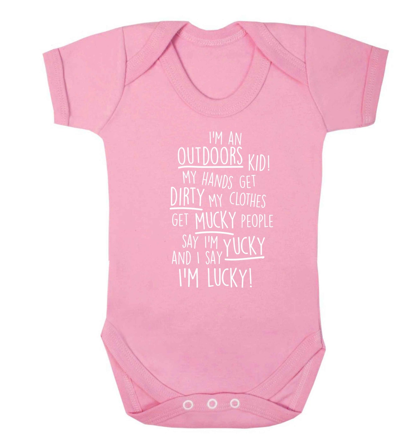 I'm an outdoors kid poem Baby Vest pale pink 18-24 months