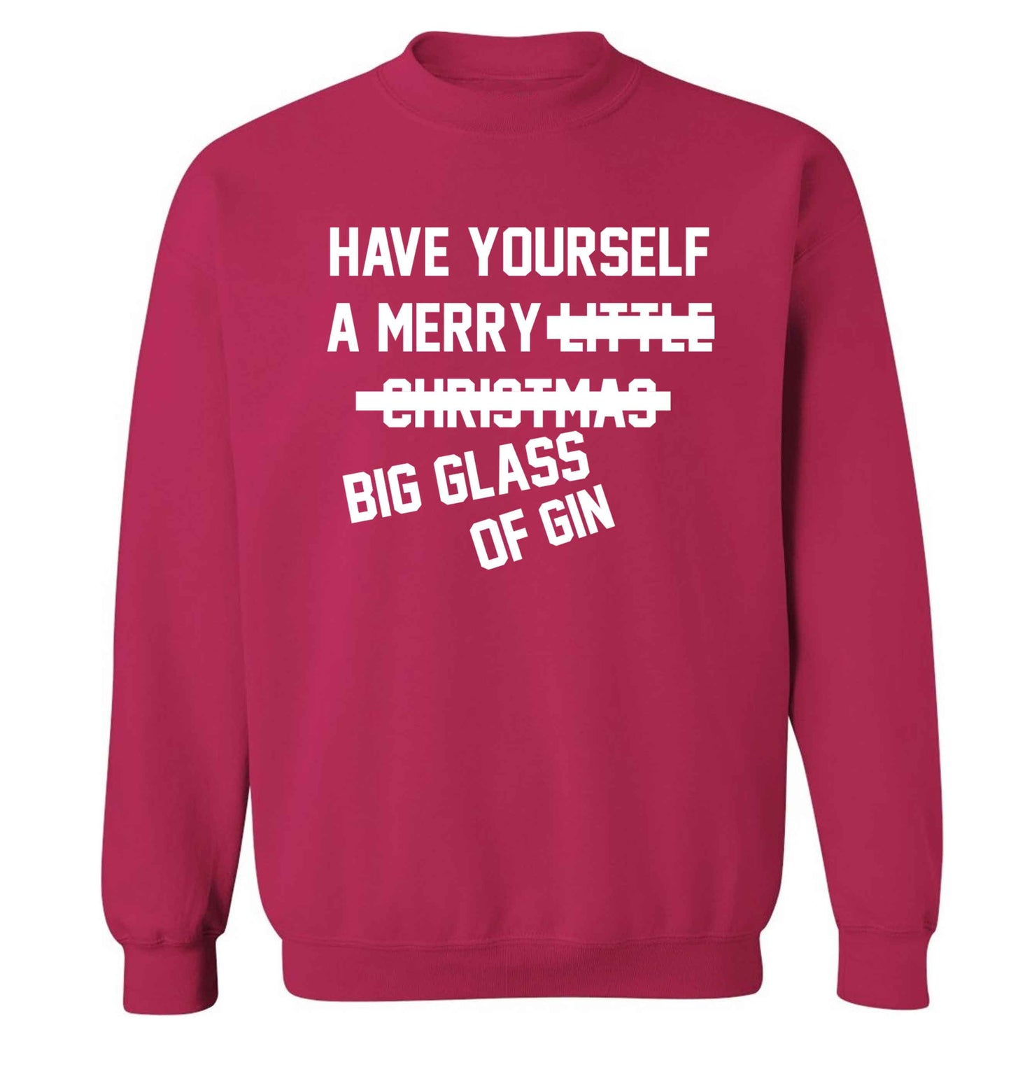 Have yourself a merry big glass of gin Adult's unisex pink Sweater 2XL