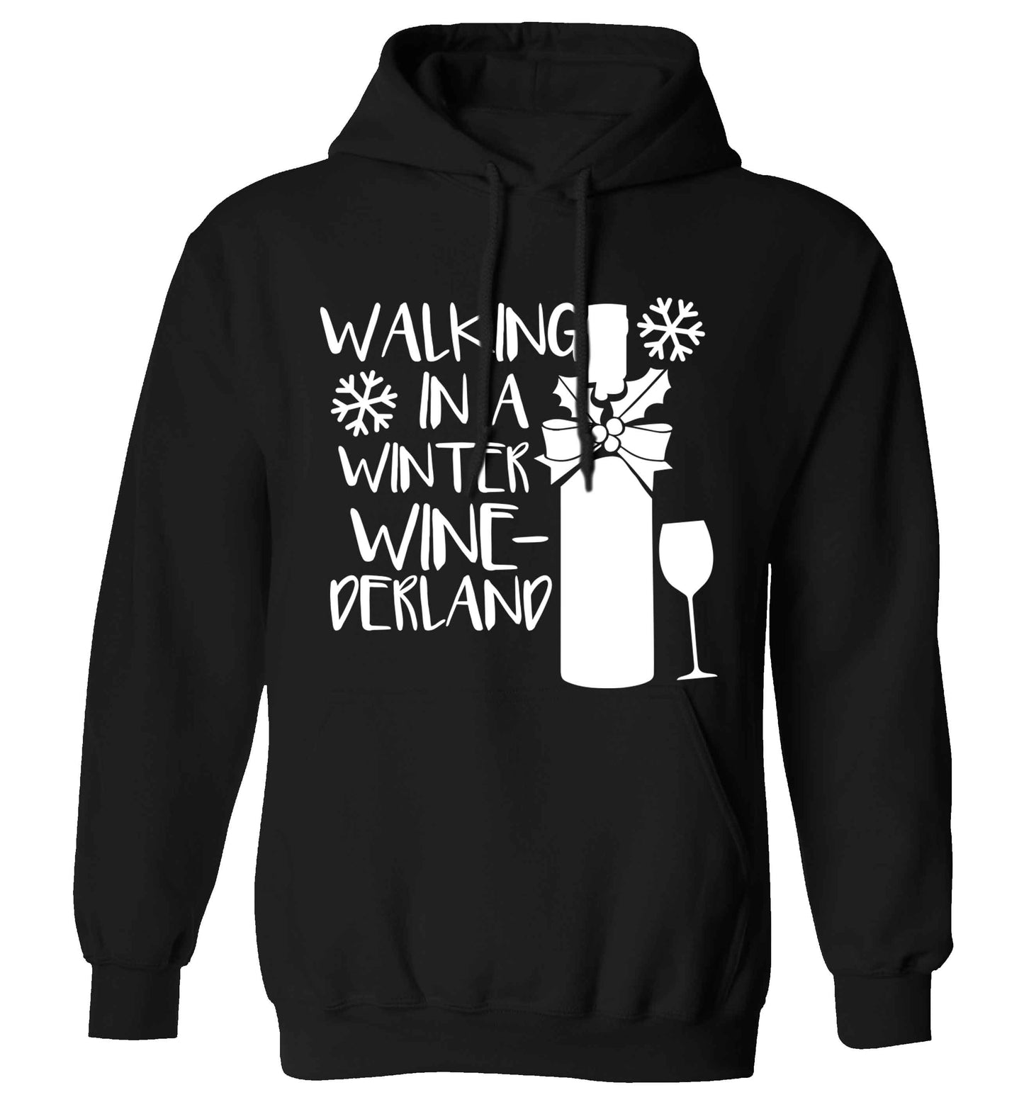 Walking in a wine-derwonderland adults unisex black hoodie 2XL