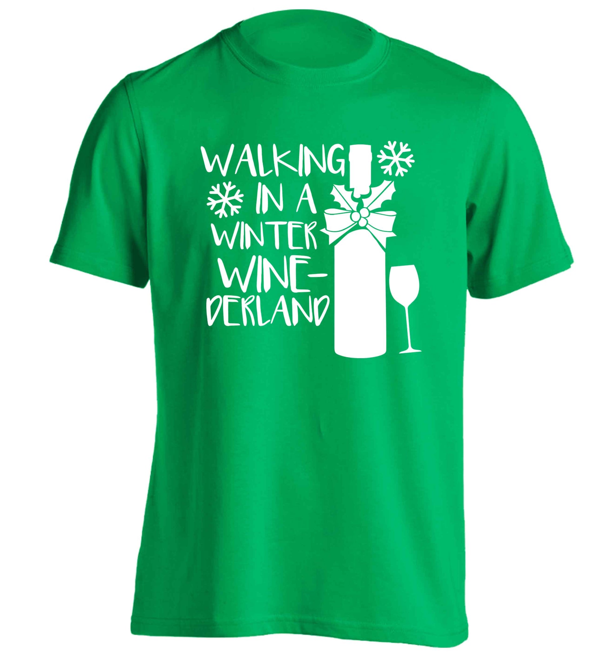 Walking in a wine-derwonderland adults unisex green Tshirt 2XL