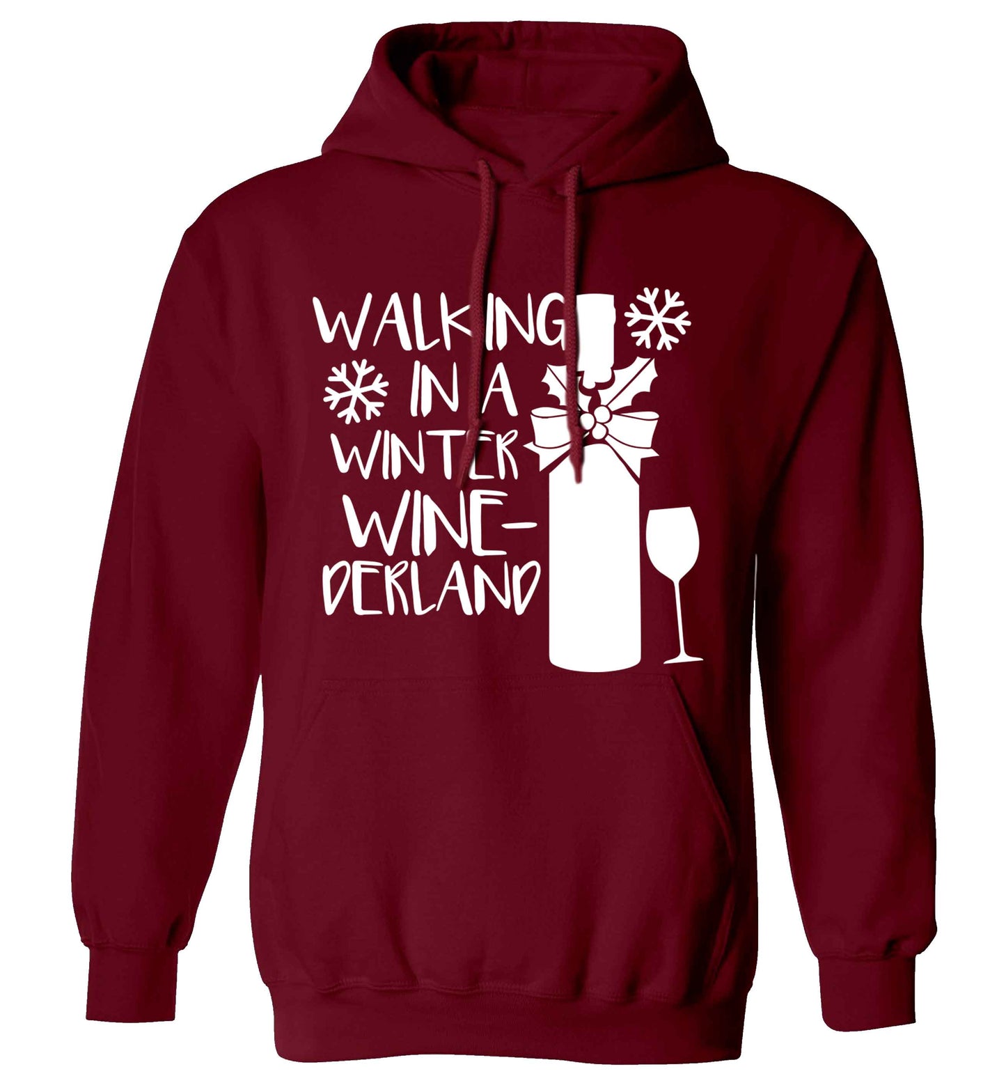 Walking in a wine-derwonderland adults unisex maroon hoodie 2XL