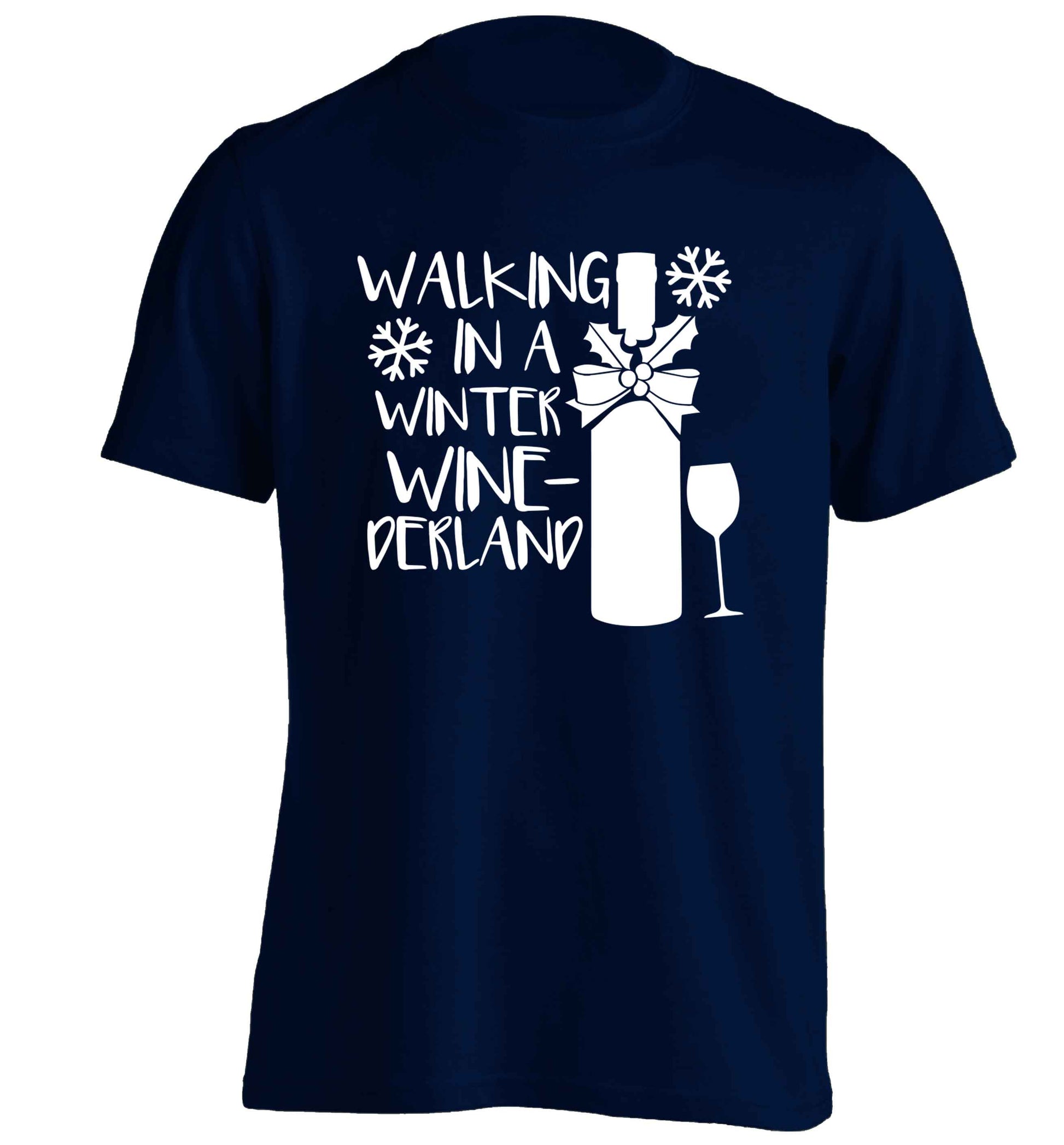 Walking in a wine-derwonderland adults unisex navy Tshirt 2XL