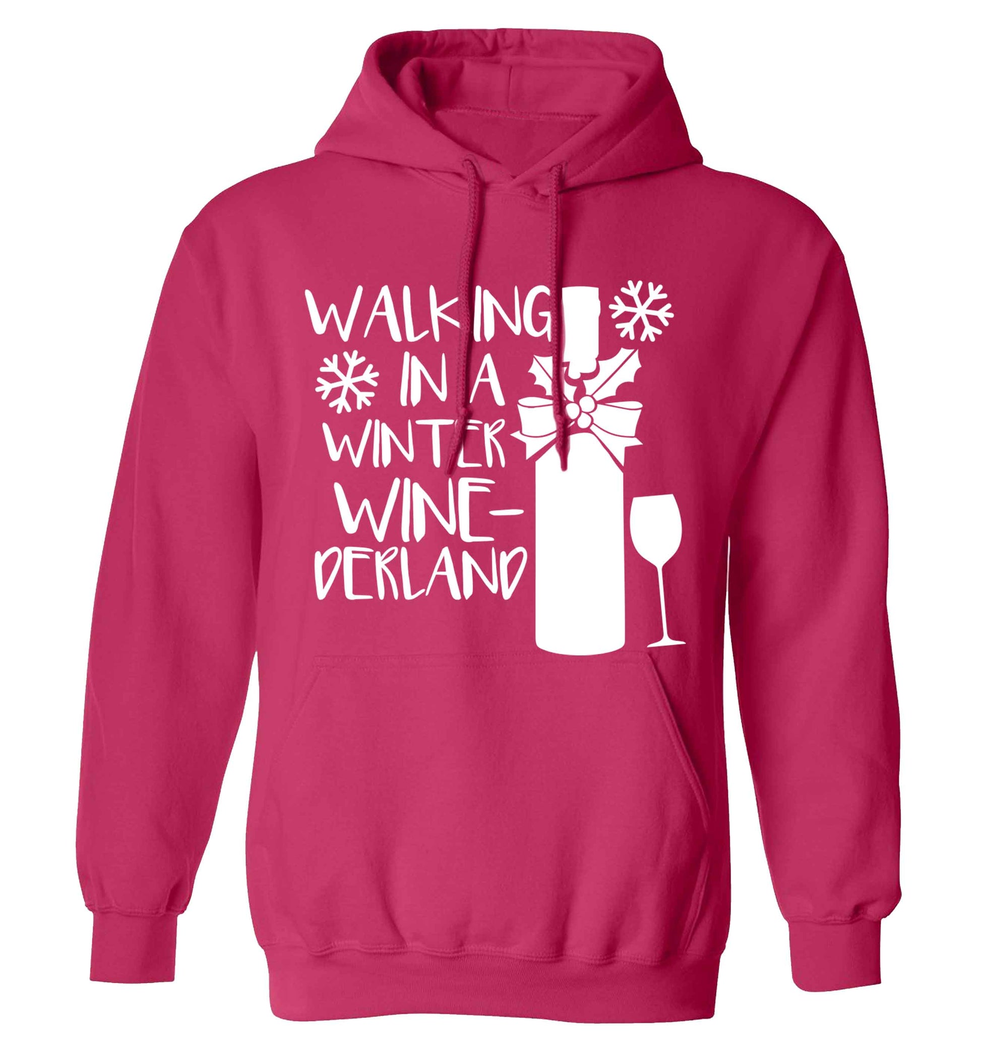 Walking in a wine-derwonderland adults unisex pink hoodie 2XL