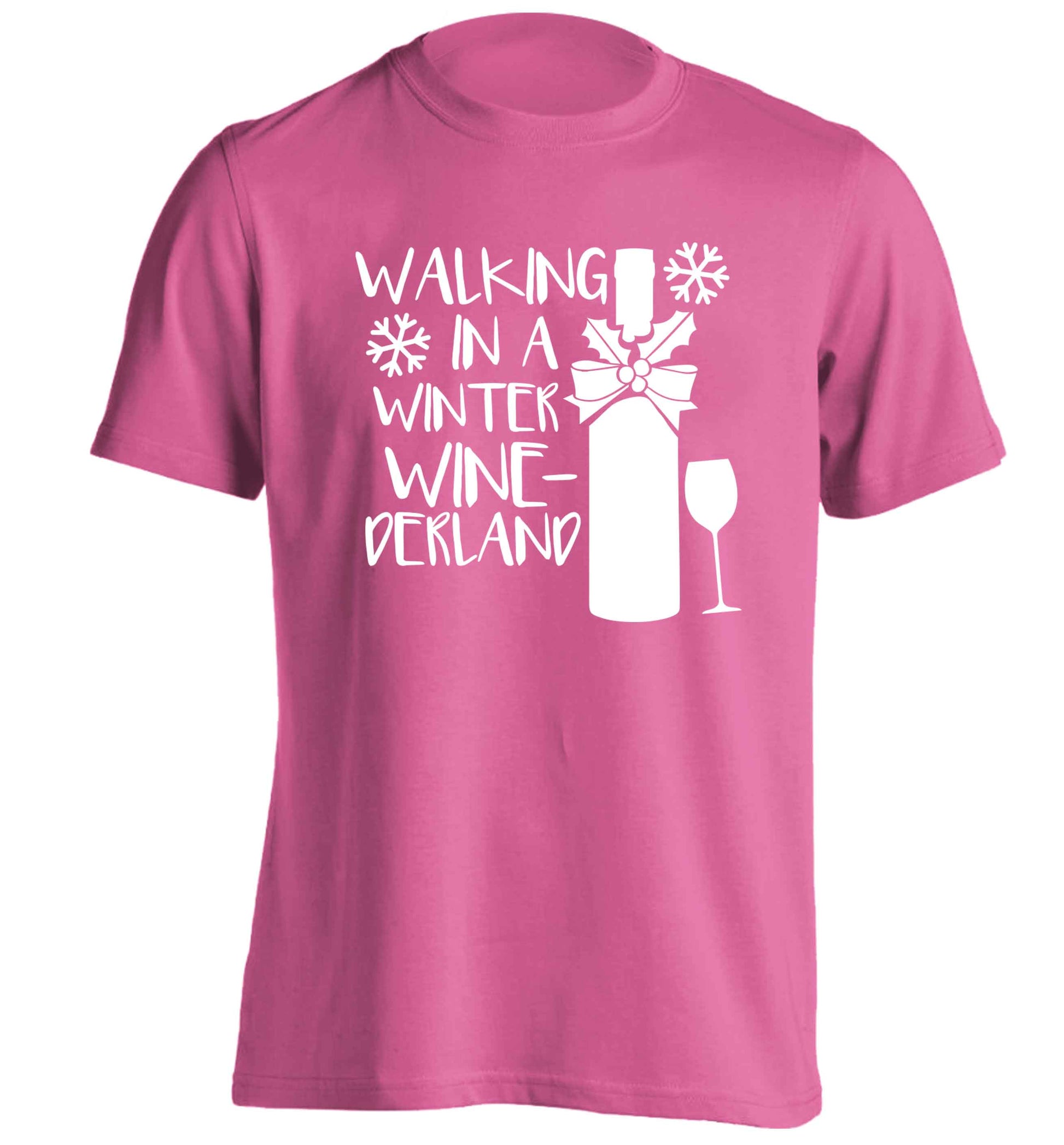 Walking in a wine-derwonderland adults unisex pink Tshirt 2XL