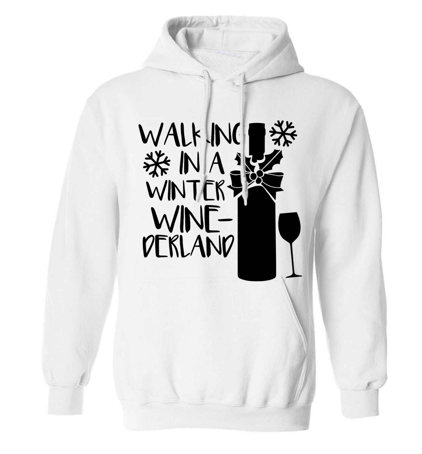 Walking in a wine-derwonderland adults unisex white hoodie 2XL