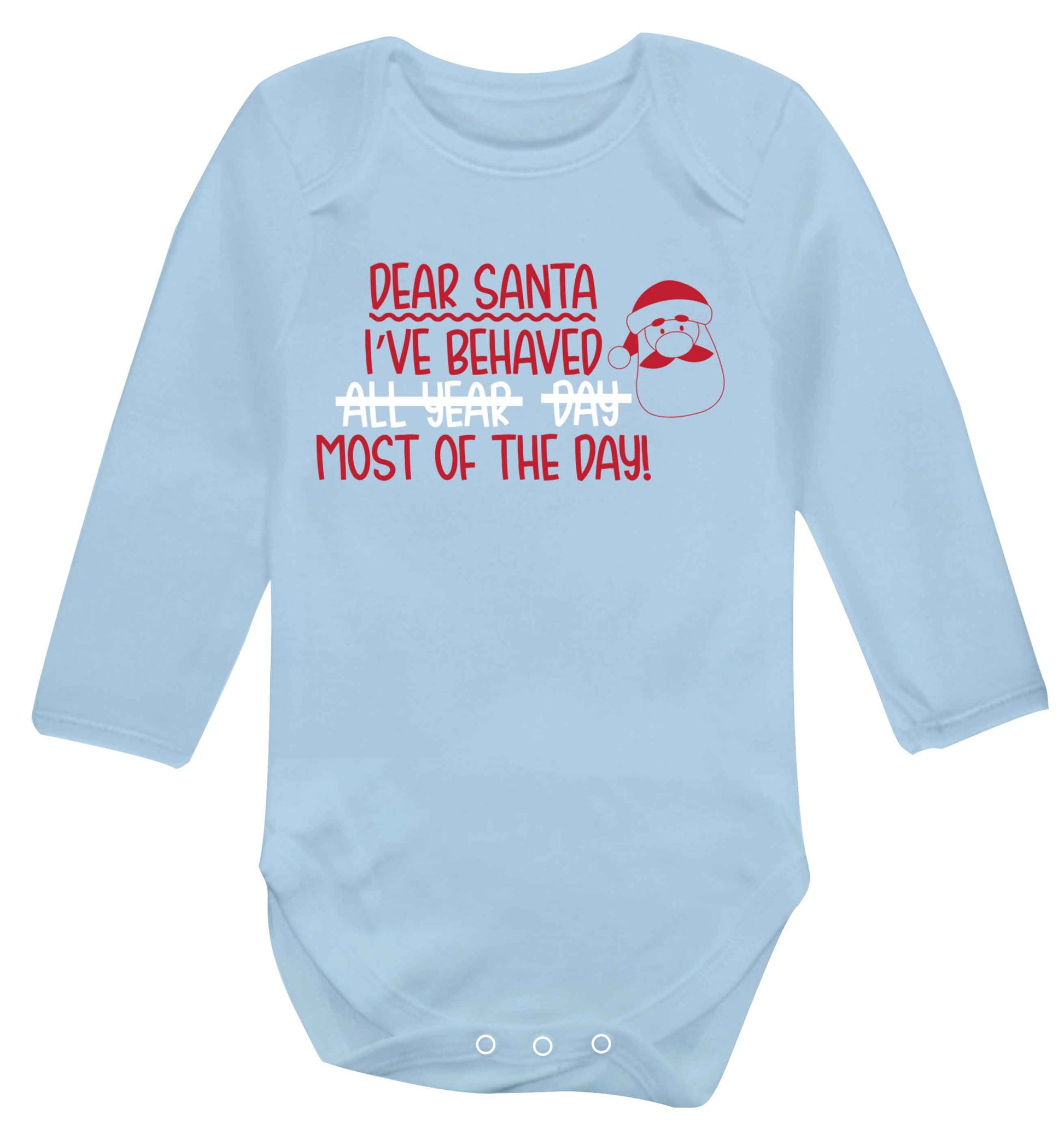Dear Santa, I've behaved all year, day, most of the day! Baby Vest long sleeved pale blue 6-12 months