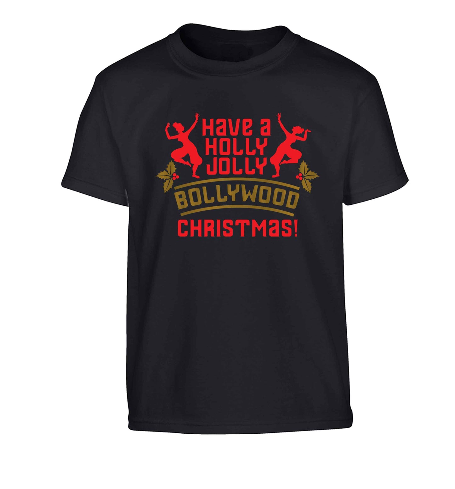 Have a holly, jolly, bollywood Christmas Children's black Tshirt 12-13 Years
