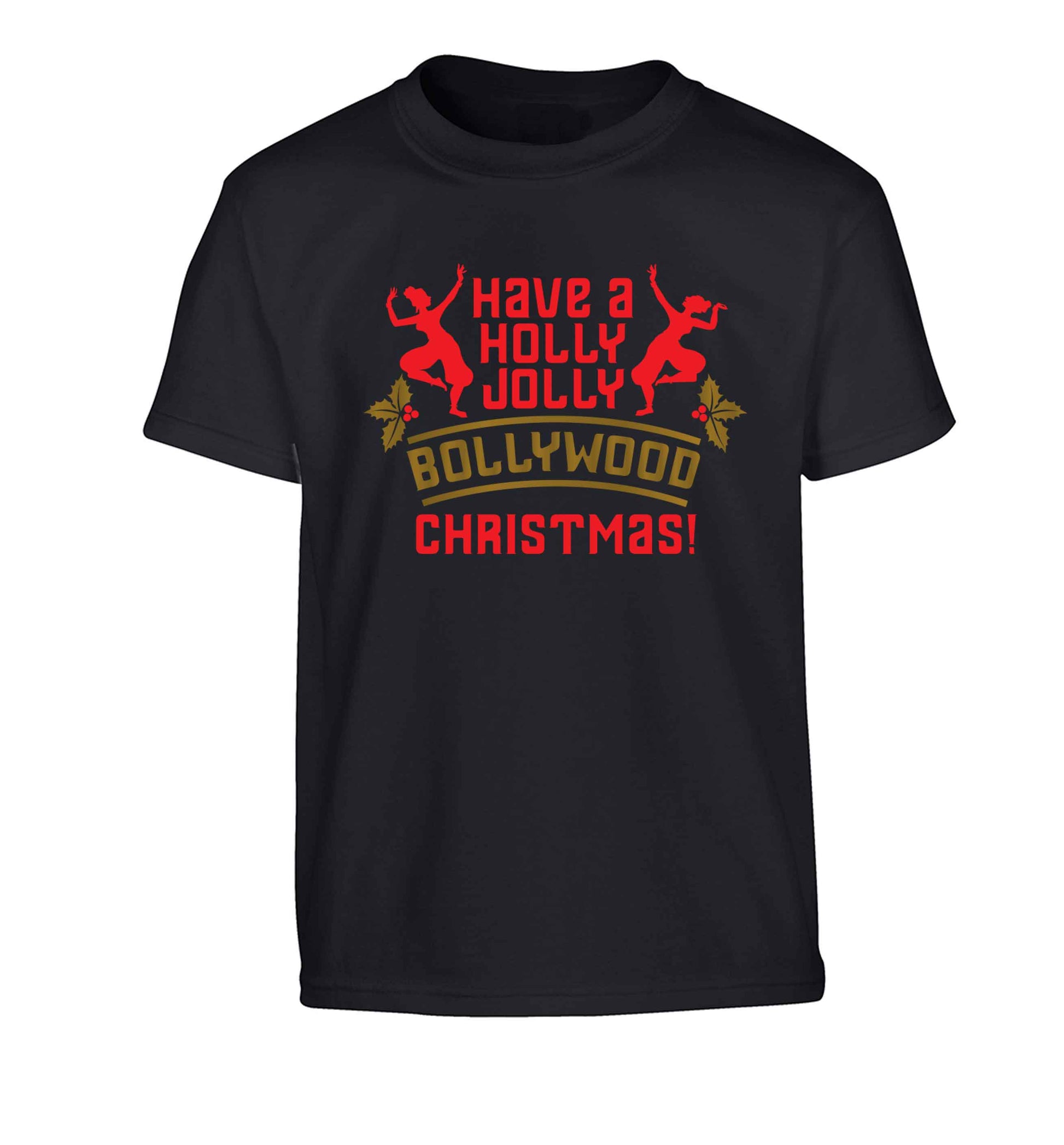 Have a holly, jolly, bollywood Christmas Children's black Tshirt 12-13 Years
