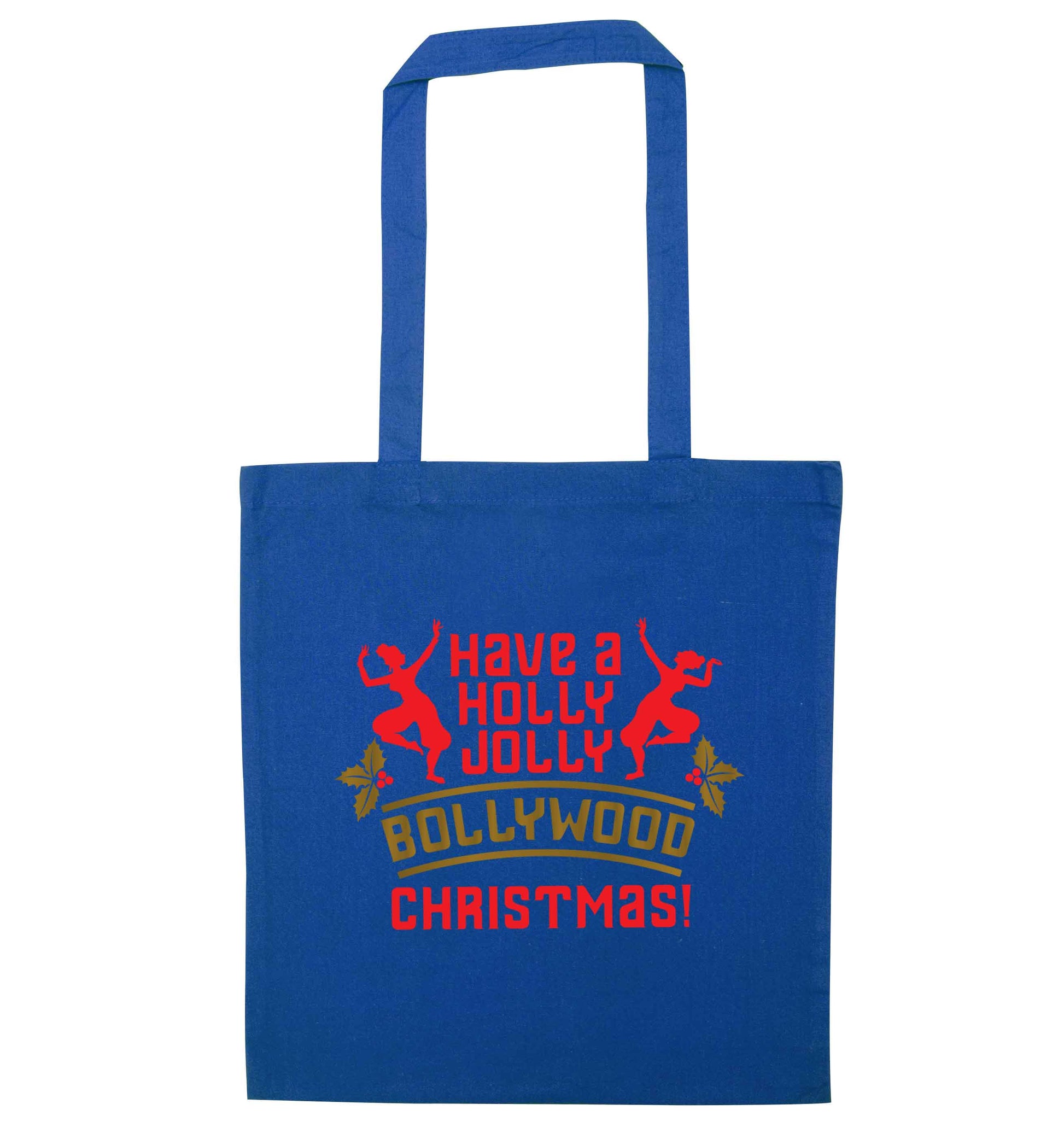 Have a holly, jolly, bollywood Christmas blue tote bag
