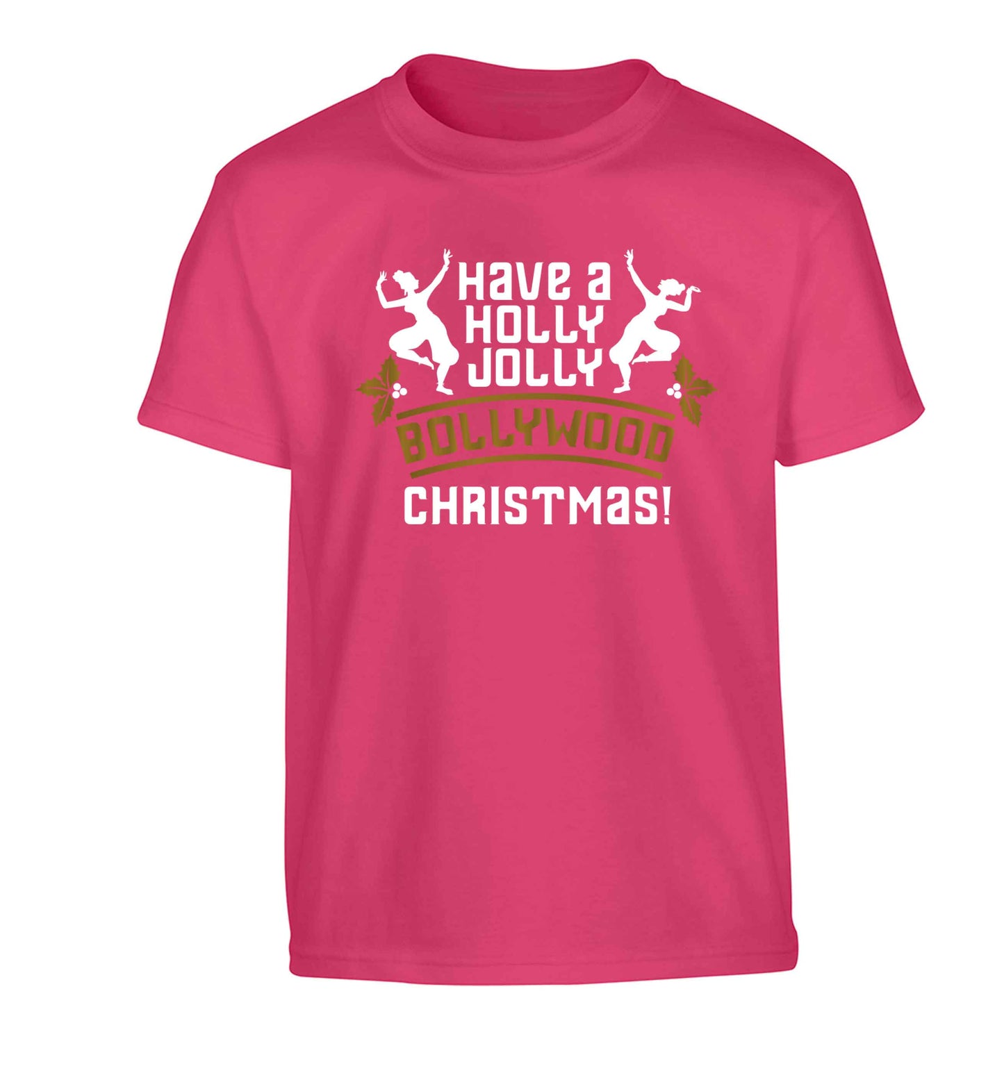 Have a holly, jolly, bollywood Christmas Children's pink Tshirt 12-13 Years