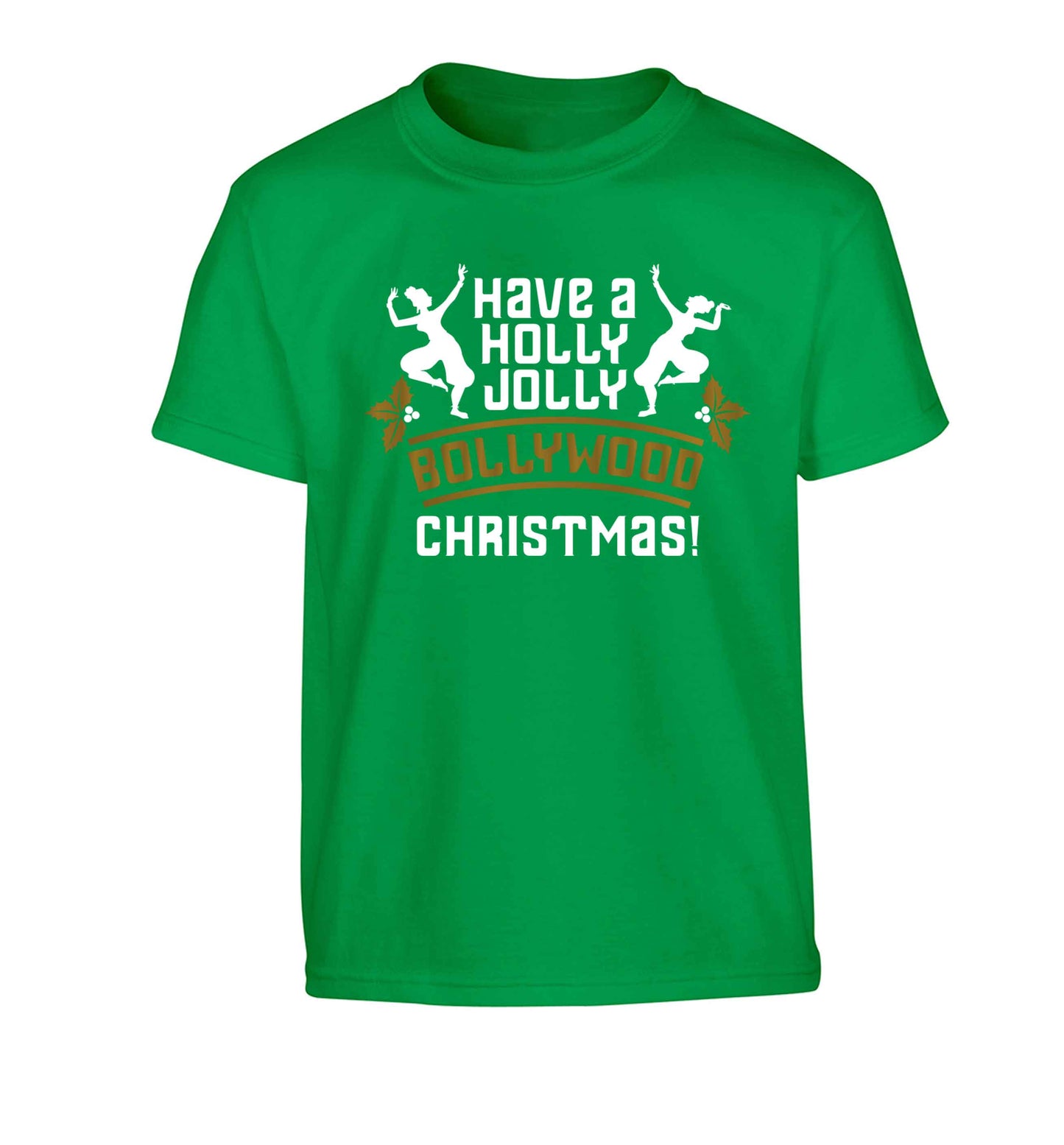 Have a holly, jolly, bollywood Christmas Children's green Tshirt 12-13 Years